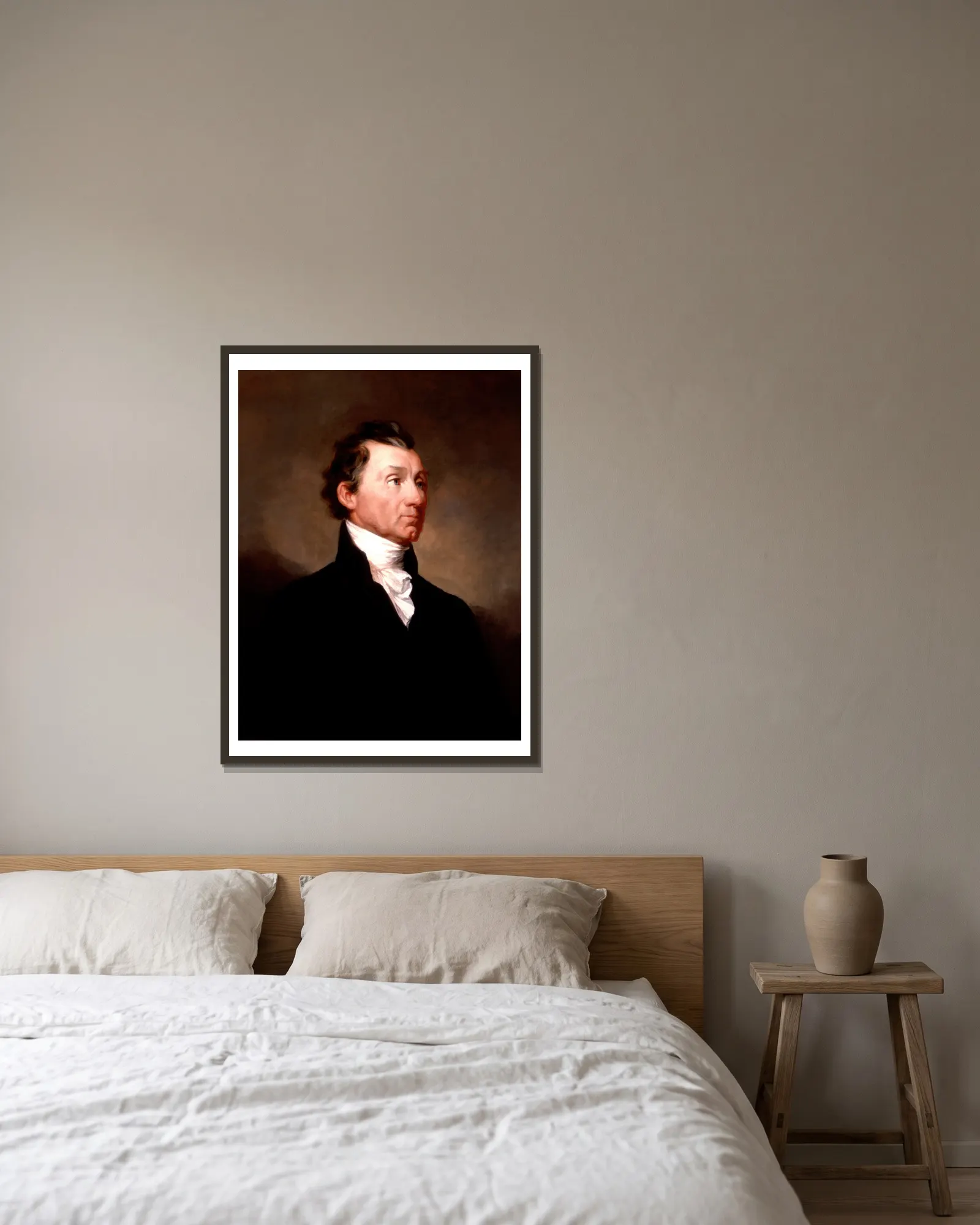 James Monroe av Samuel Finley Breese Morse inramad på en vägg