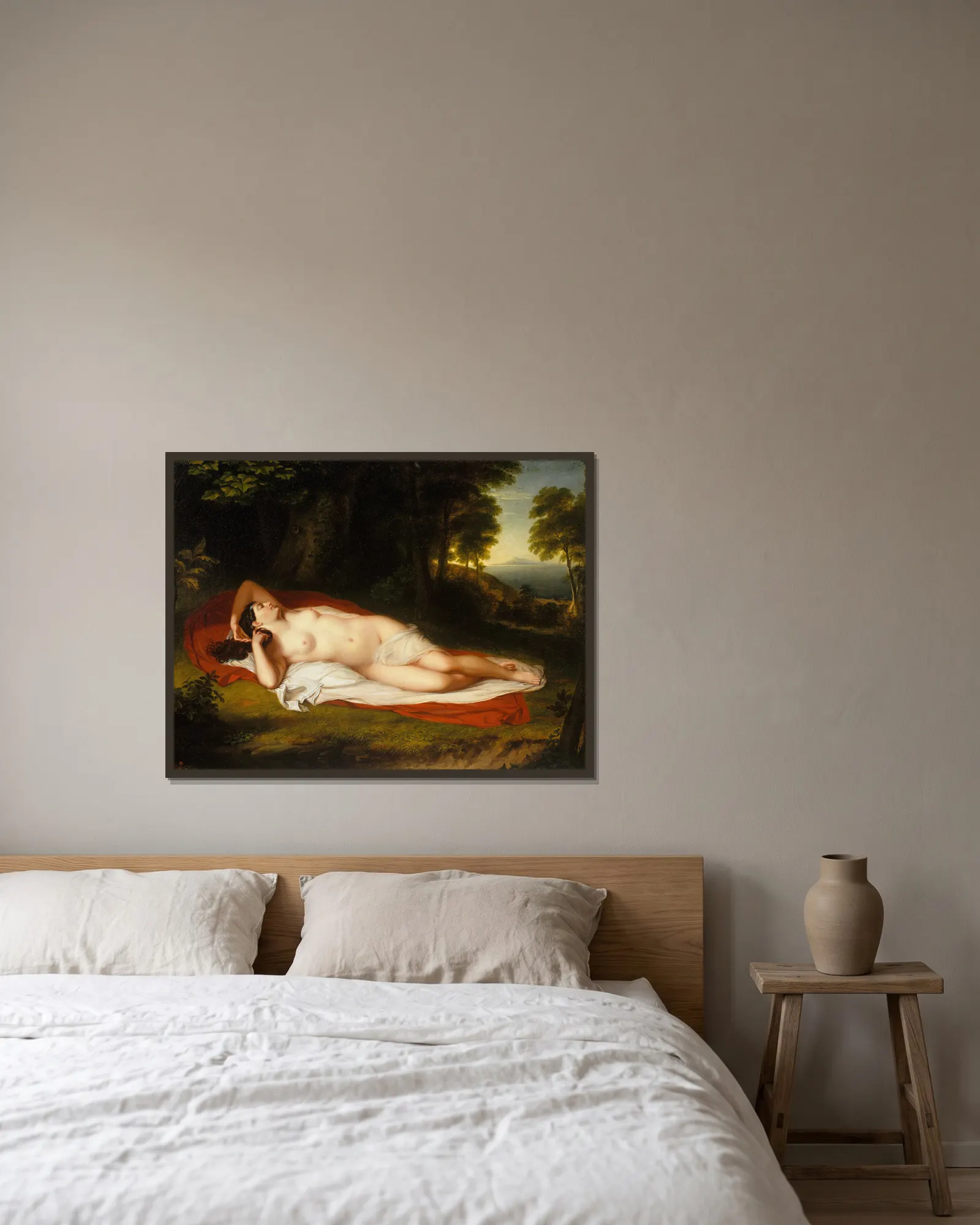 Ariadne av Asher Brown Durand inramad på en vägg
