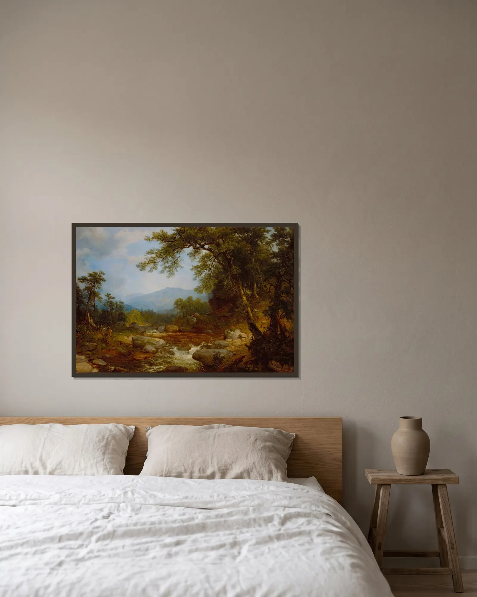 Monument Mountain, Berkshires (probably 1850) av Asher Brown Durand inramad på en vägg