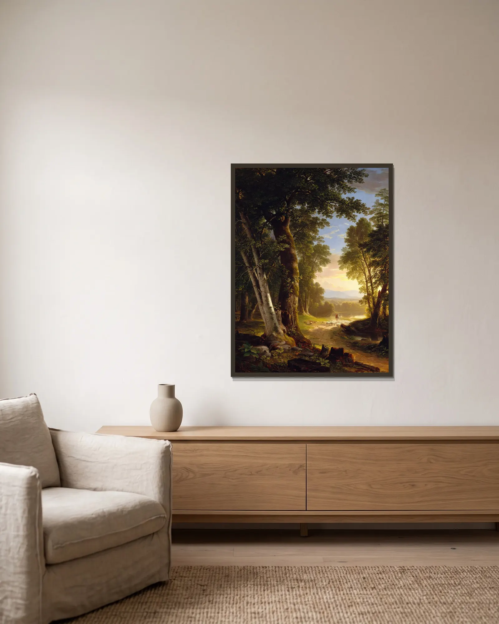 The Beeches av Asher Brown Durand inramad på en vägg