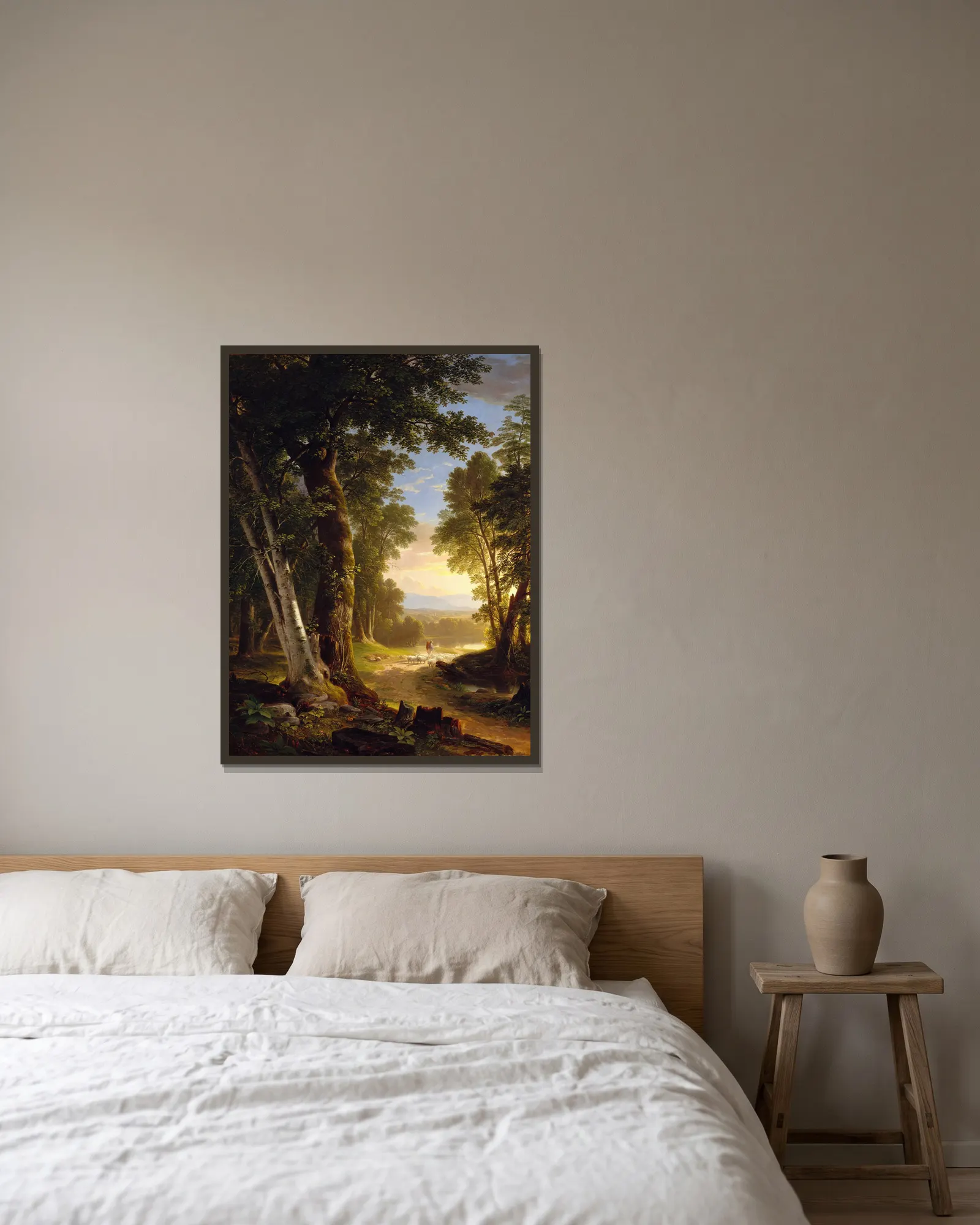 The Beeches av Asher Brown Durand inramad på en vägg