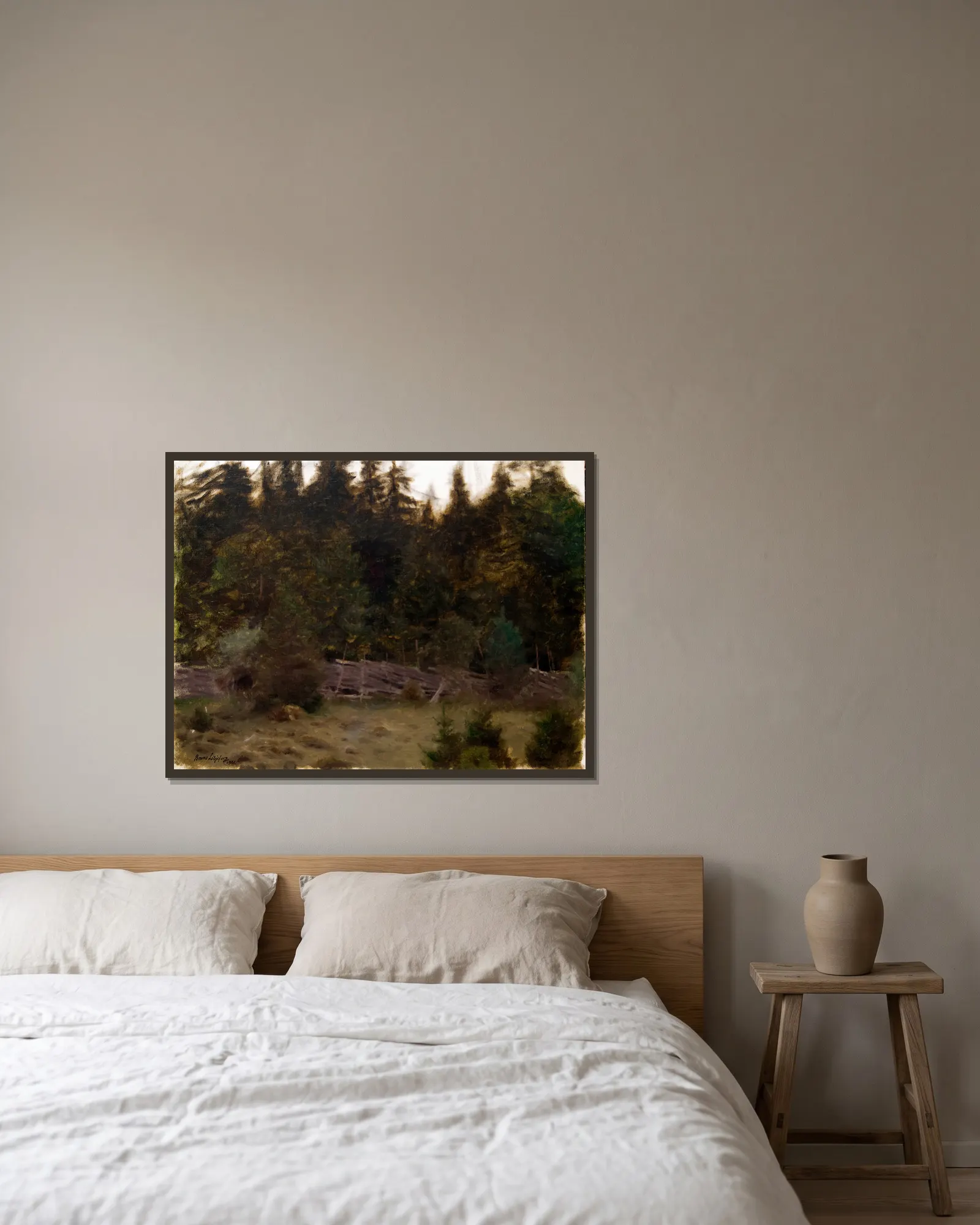 Landscape Study av Bruno Liljefors inramad på en vägg