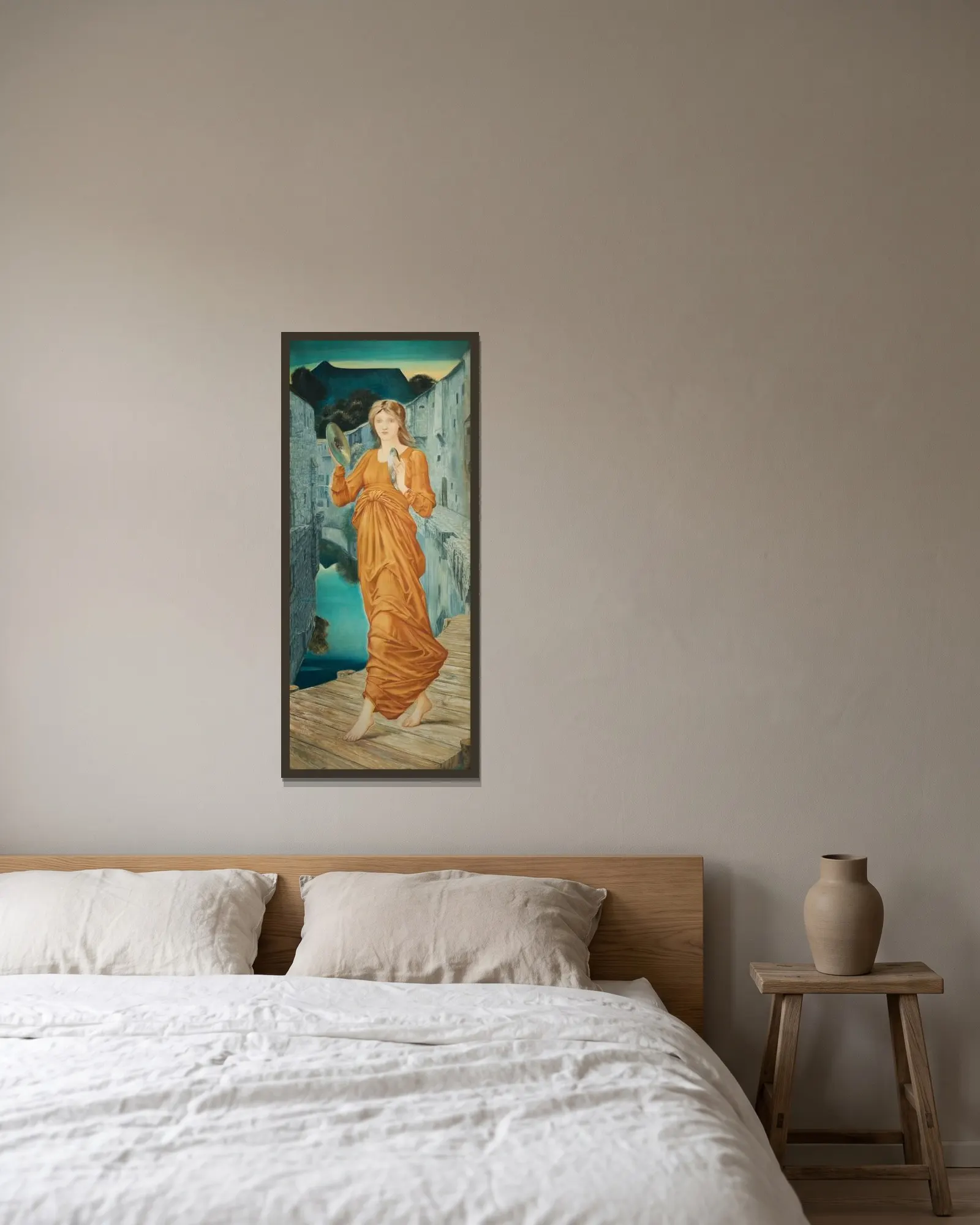 Aurora av Sir Edward Coley Burne-Jones inramad på en vägg