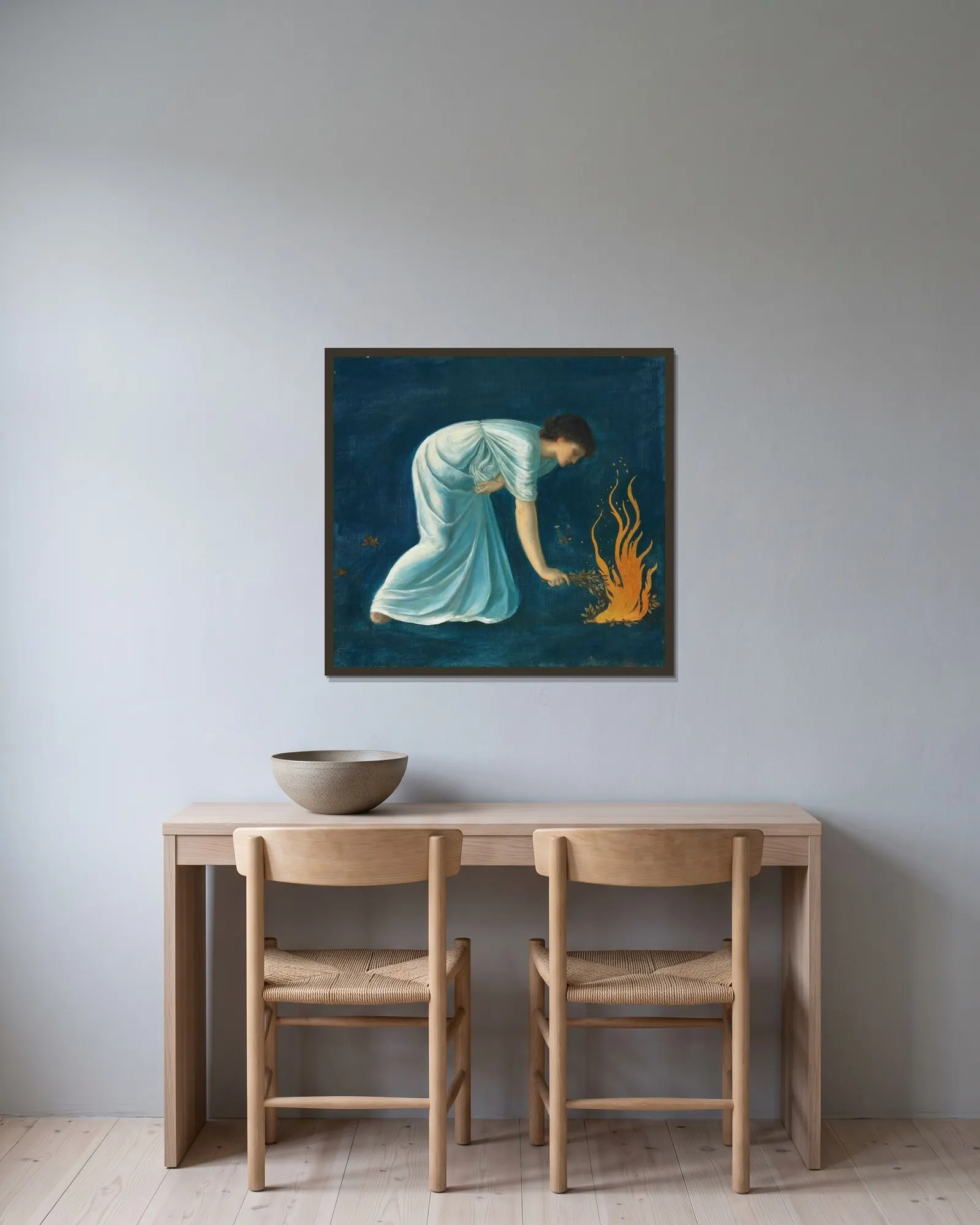 Hero av Sir Edward Coley Burne-Jones inramad på en vägg