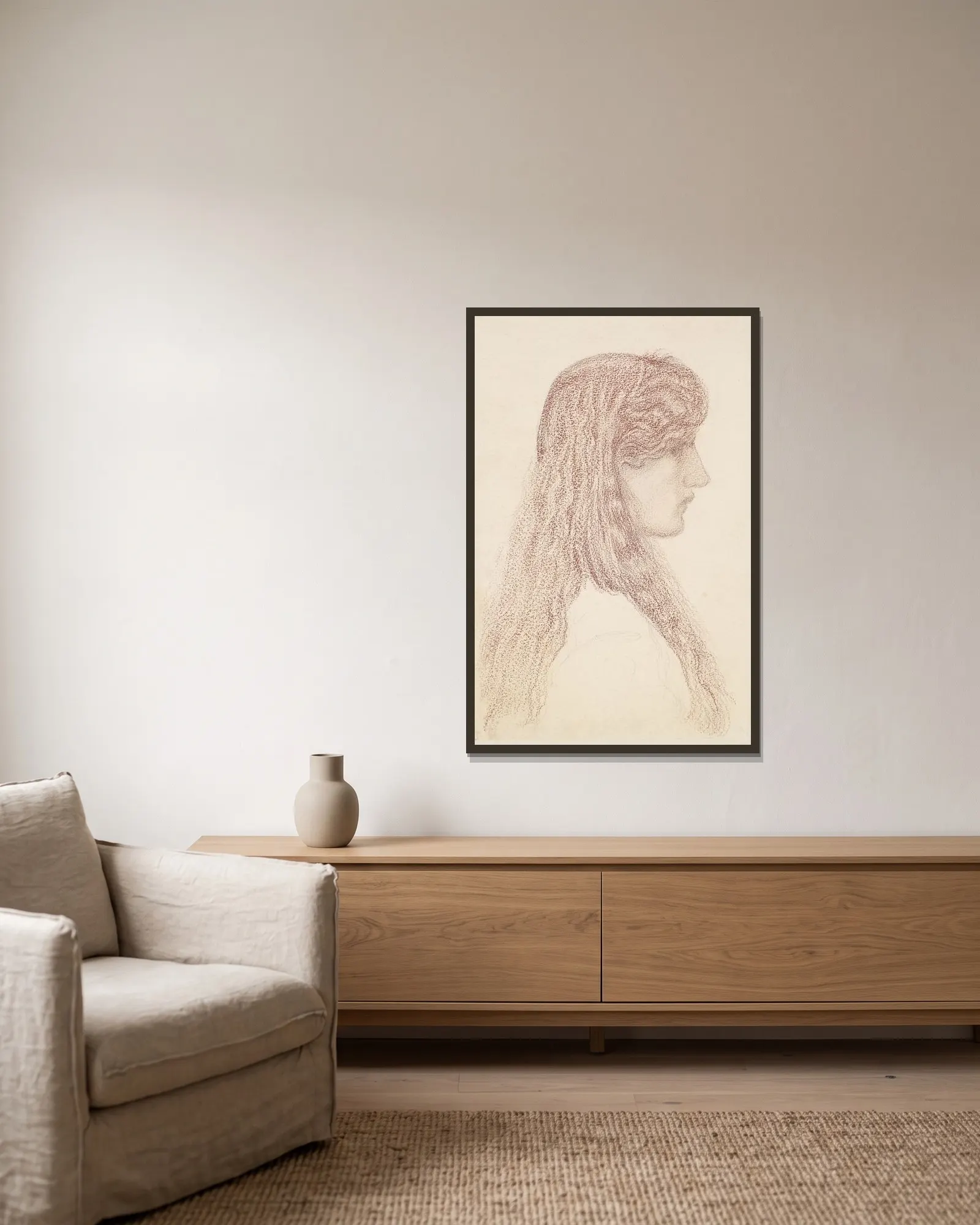 Maria Zambaco – Profile Study av Sir Edward Coley Burne-Jones inramad på en vägg