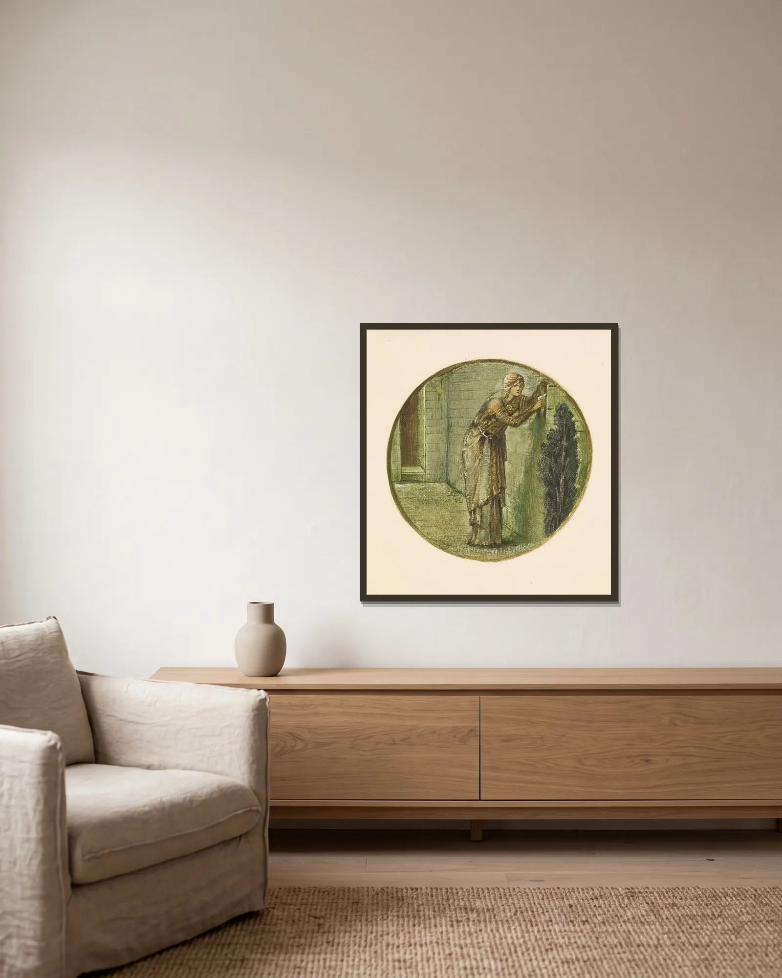 Wall Tryst av Sir Edward Coley Burne-Jones inramad på en vägg