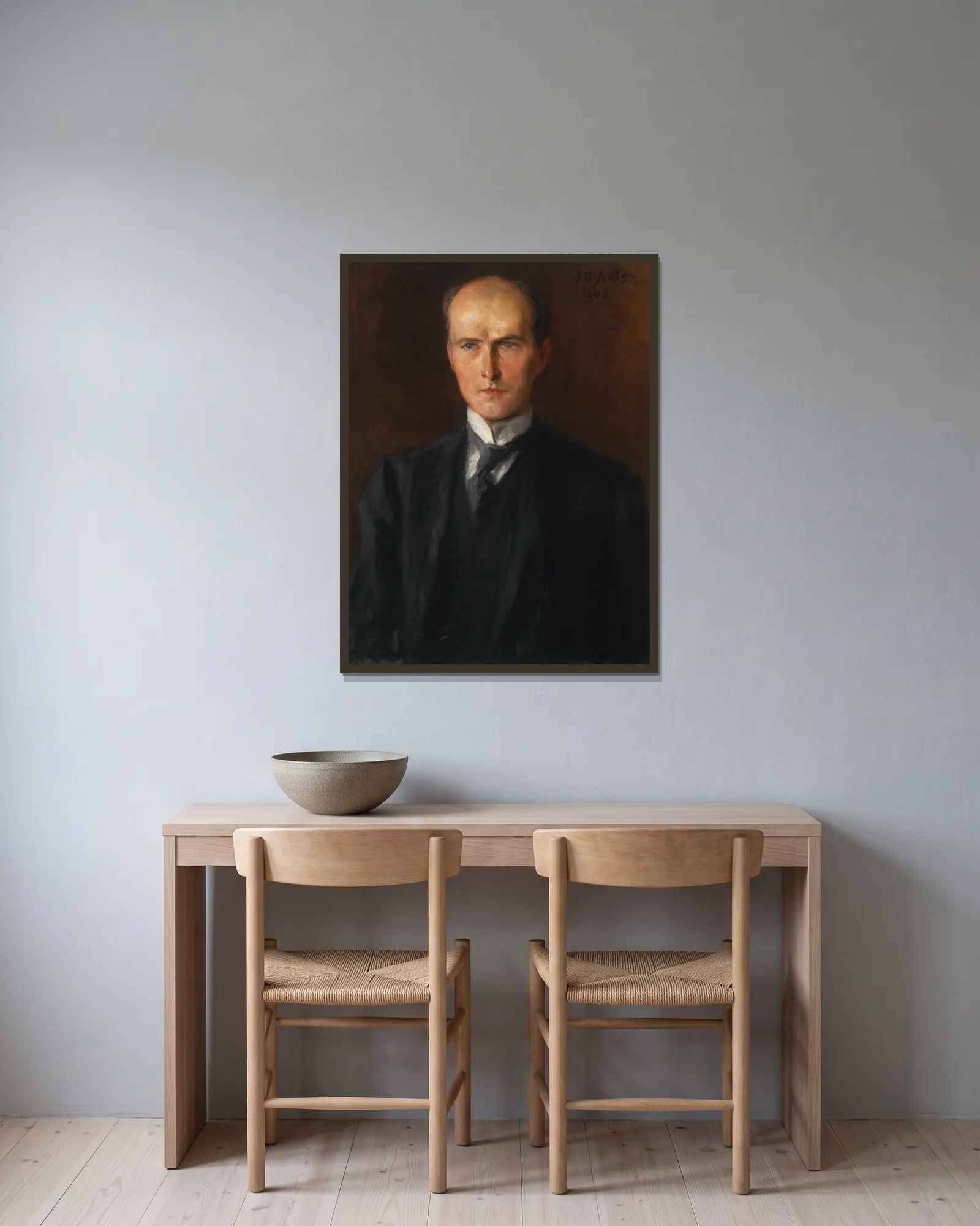John Quinn av John Butler Yeats inramad på en vägg