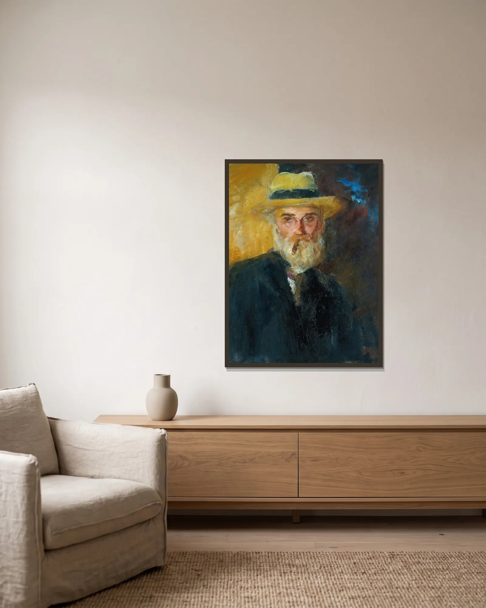 Self Portrait av John Butler Yeats inramad på en vägg