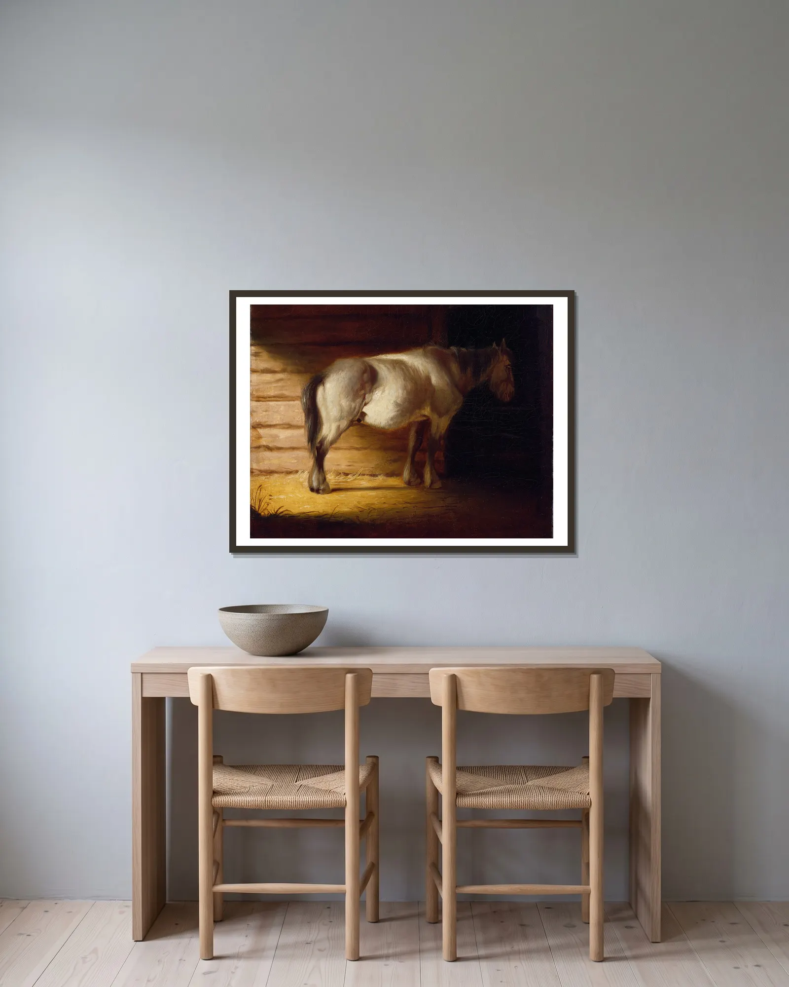 Old Field Horse av George Caleb Bingham inramad på en vägg