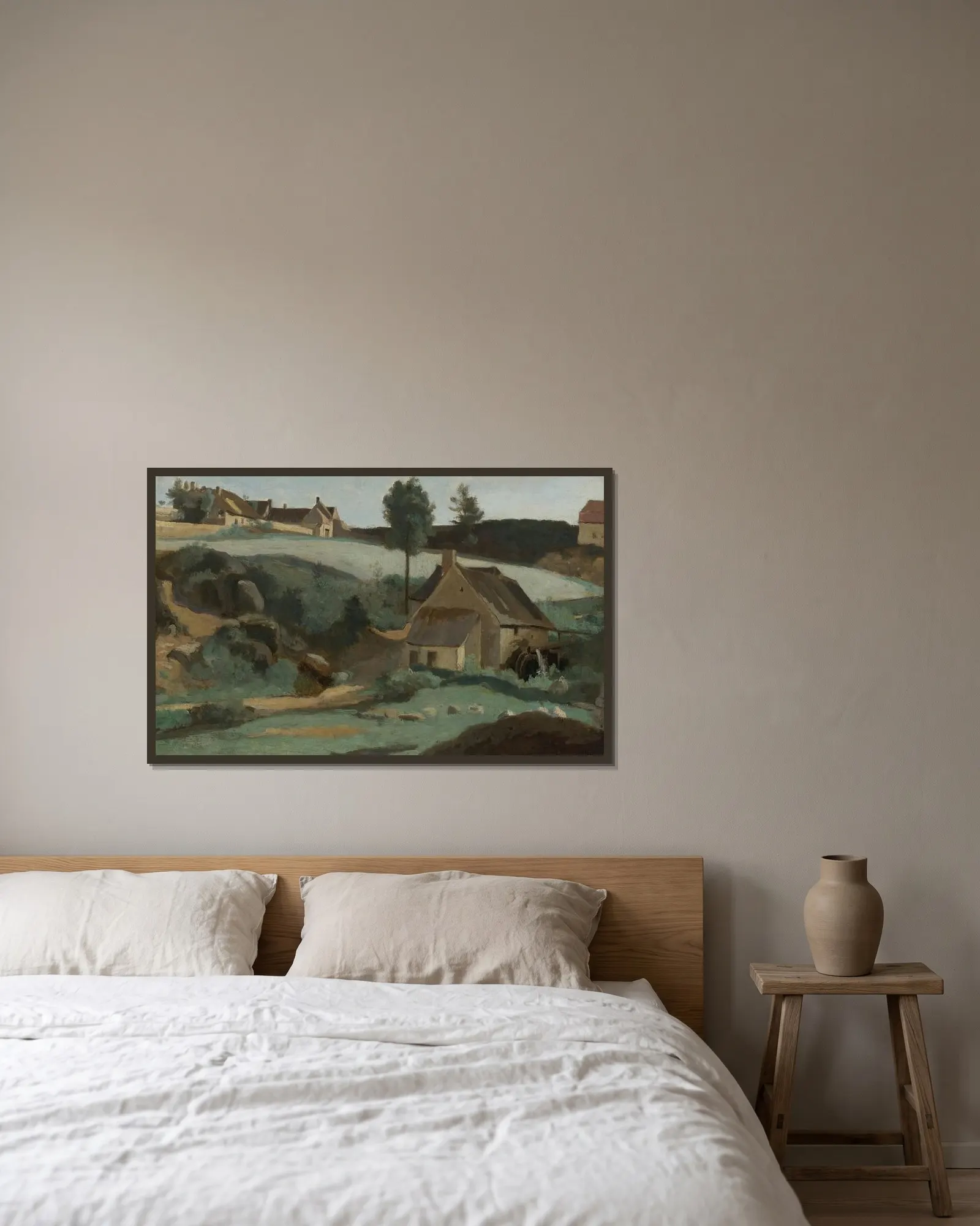 Morvan, Petit Moulin av Jean-Baptiste-Camille Corot inramad på en vägg
