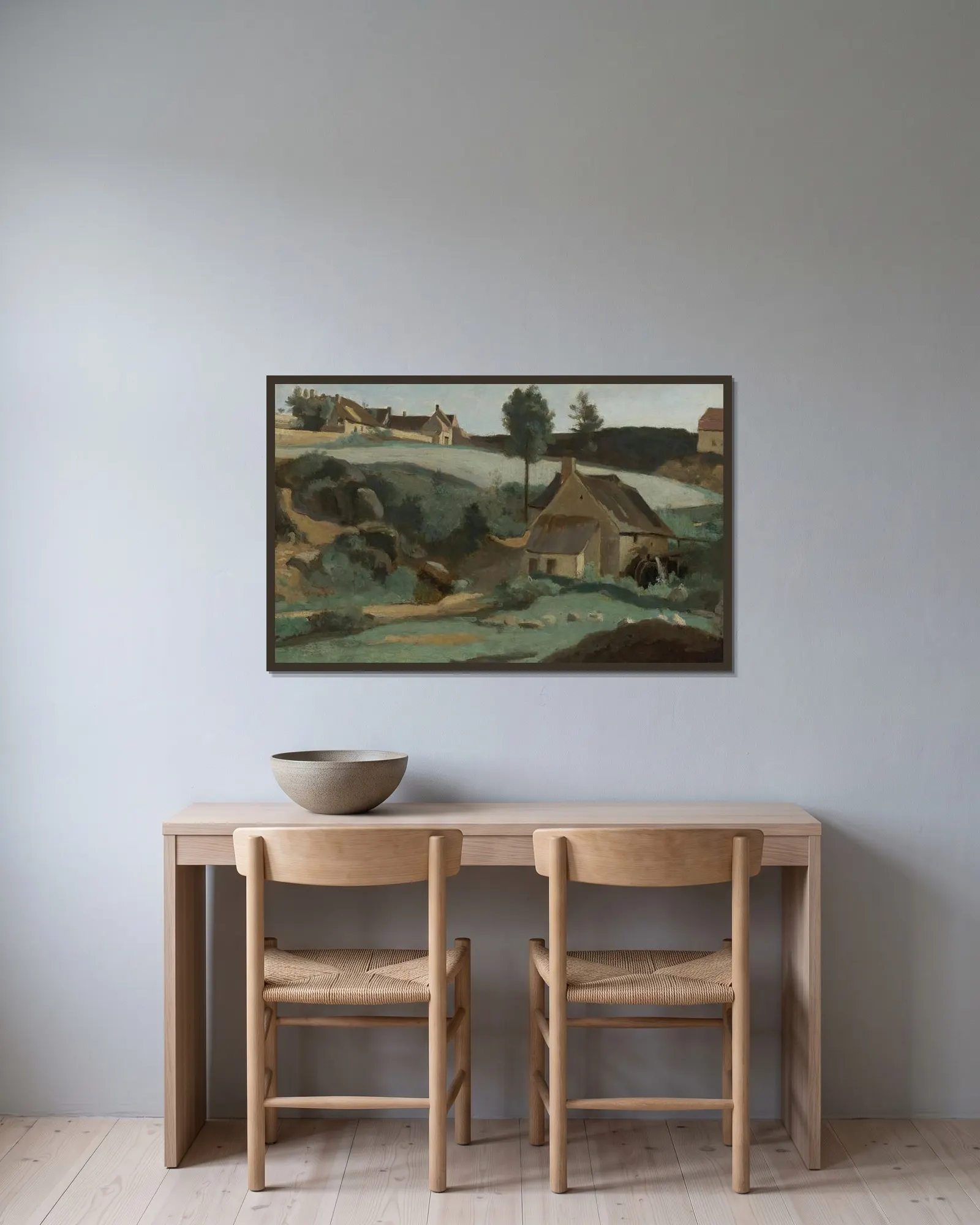 Morvan, Petit Moulin av Jean-Baptiste-Camille Corot inramad på en vägg