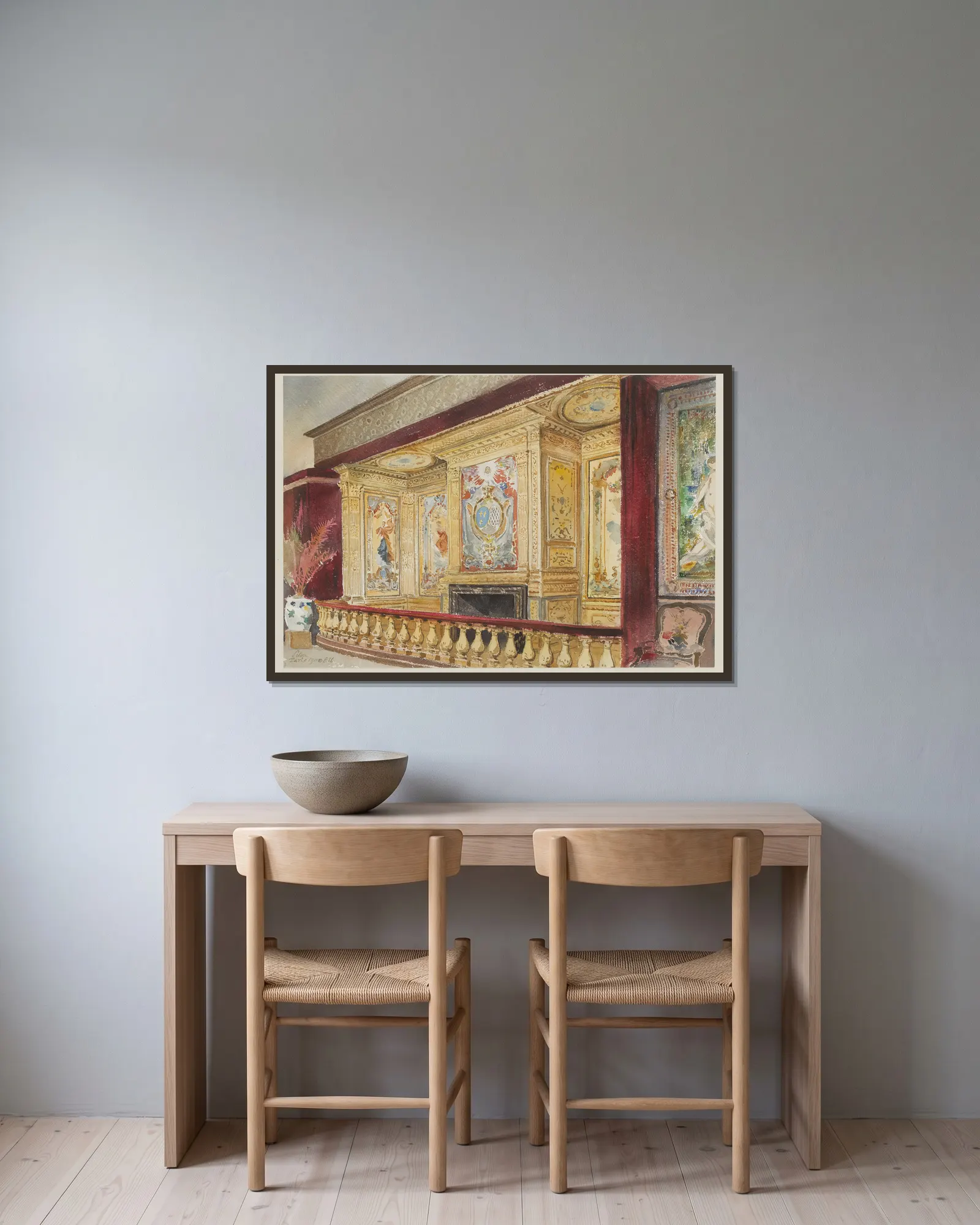 Exposition des Gobelins av Camille Piton inramad på en vägg