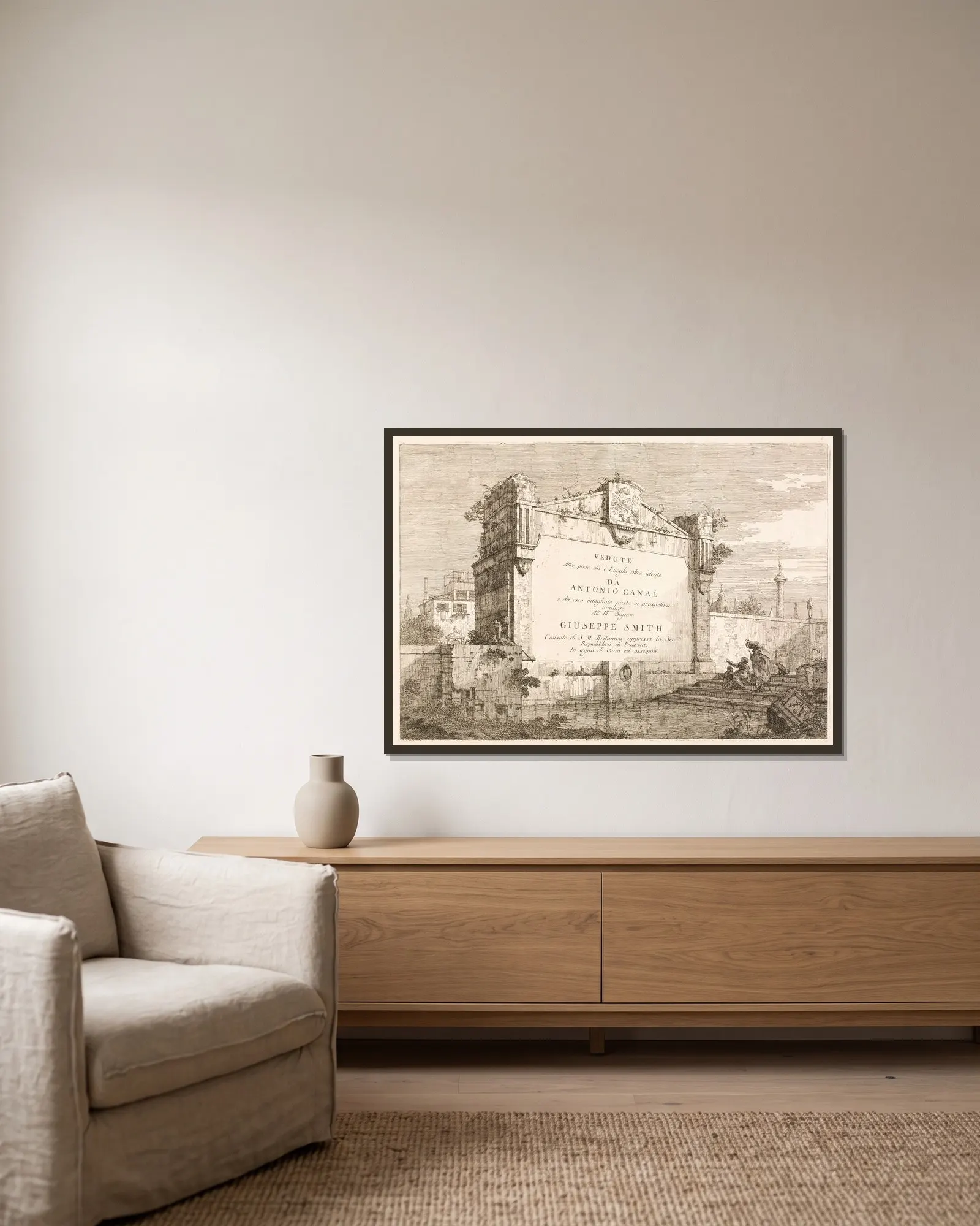 Views – Title Page av Canaletto inramad på en vägg