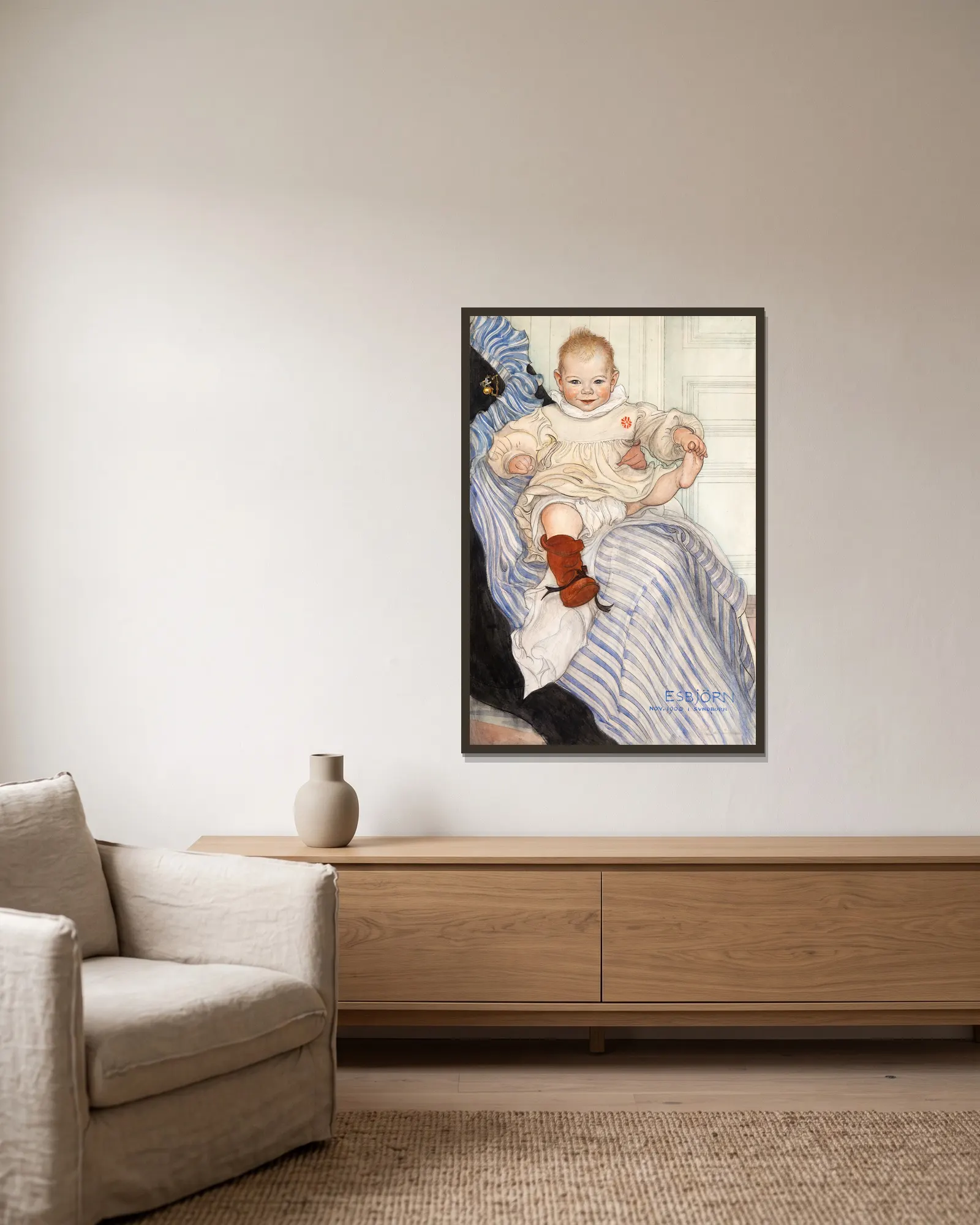 Esbjörn av Carl Larsson inramad på en vägg