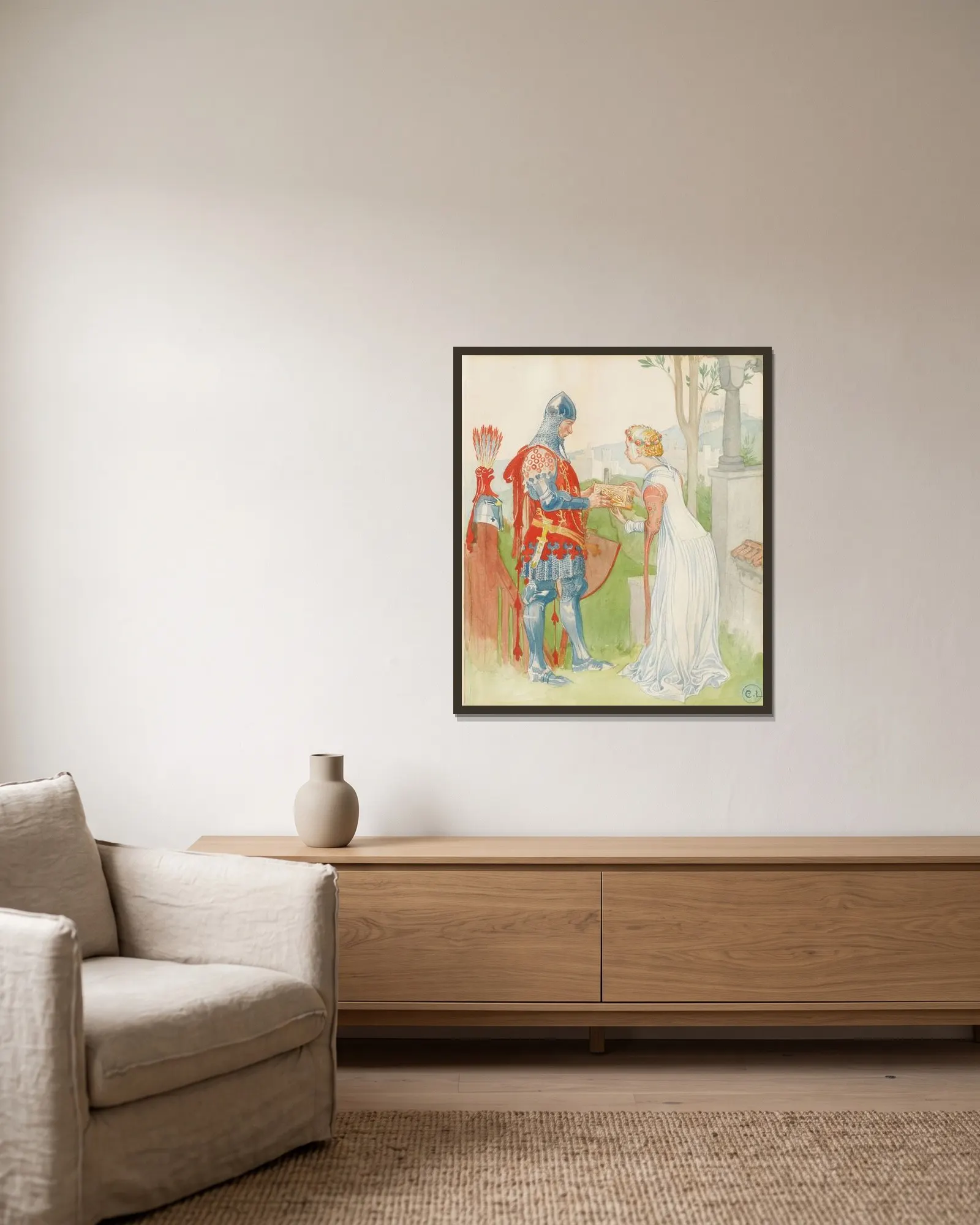 Lisana och Margon av Carl Larsson inramad på en vägg