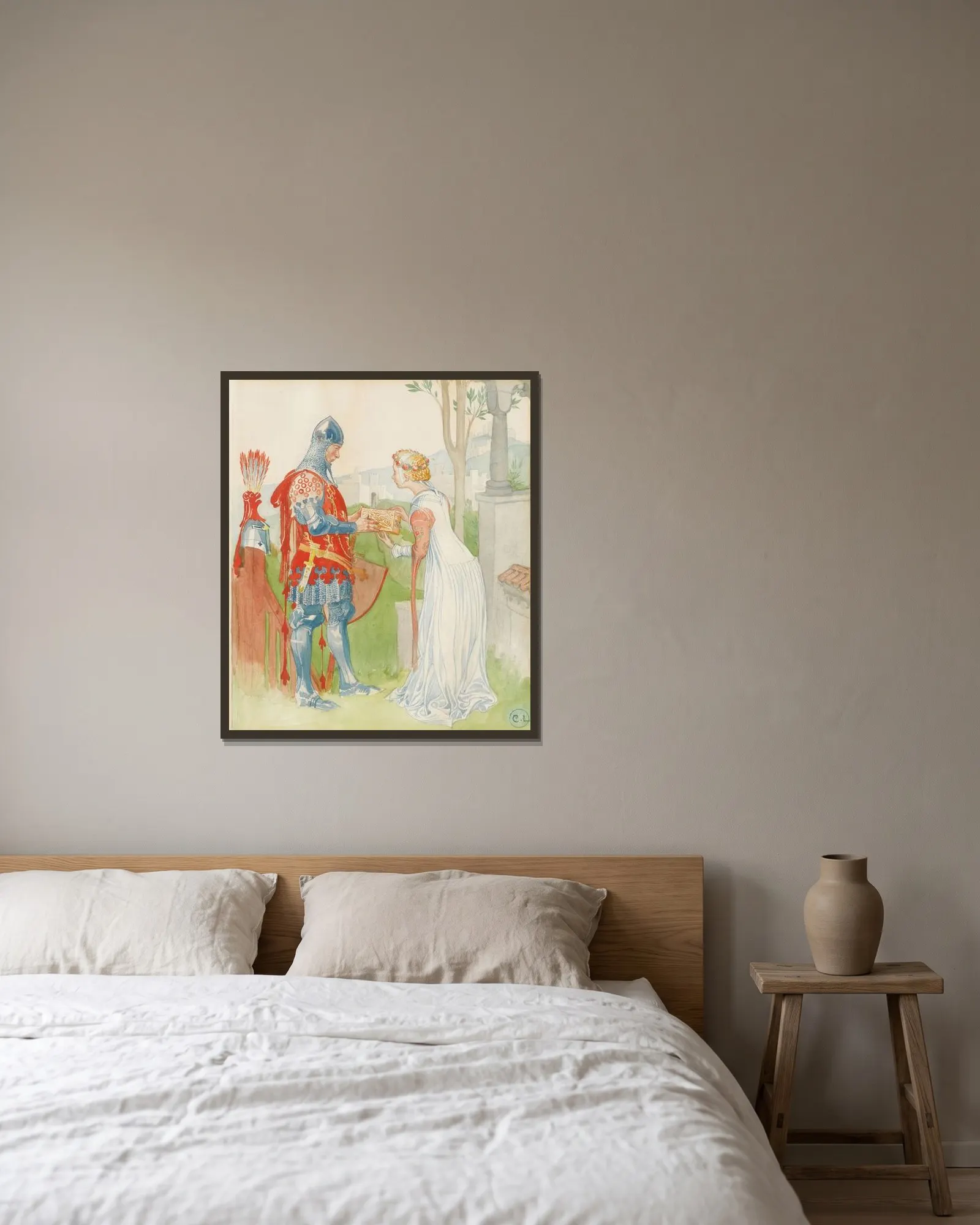 Lisana och Margon av Carl Larsson inramad på en vägg