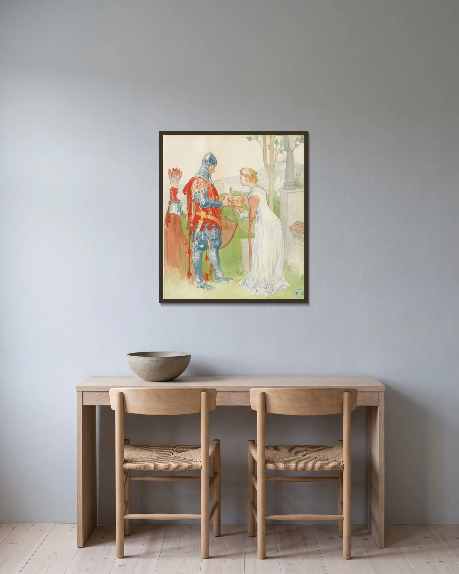 Lisana och Margon av Carl Larsson inramad på en vägg