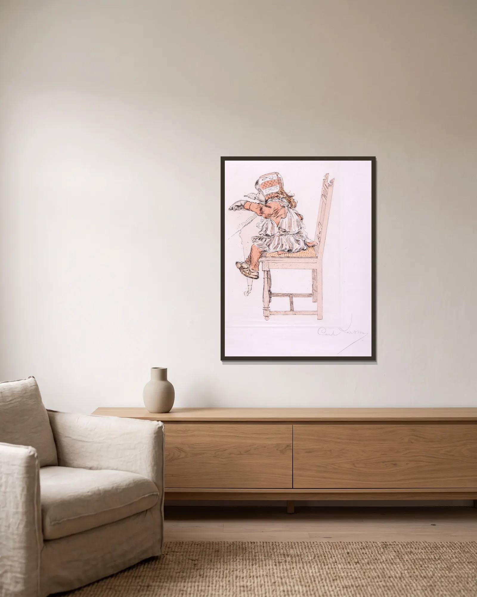 Lisbeth av Carl Larsson inramad på en vägg
