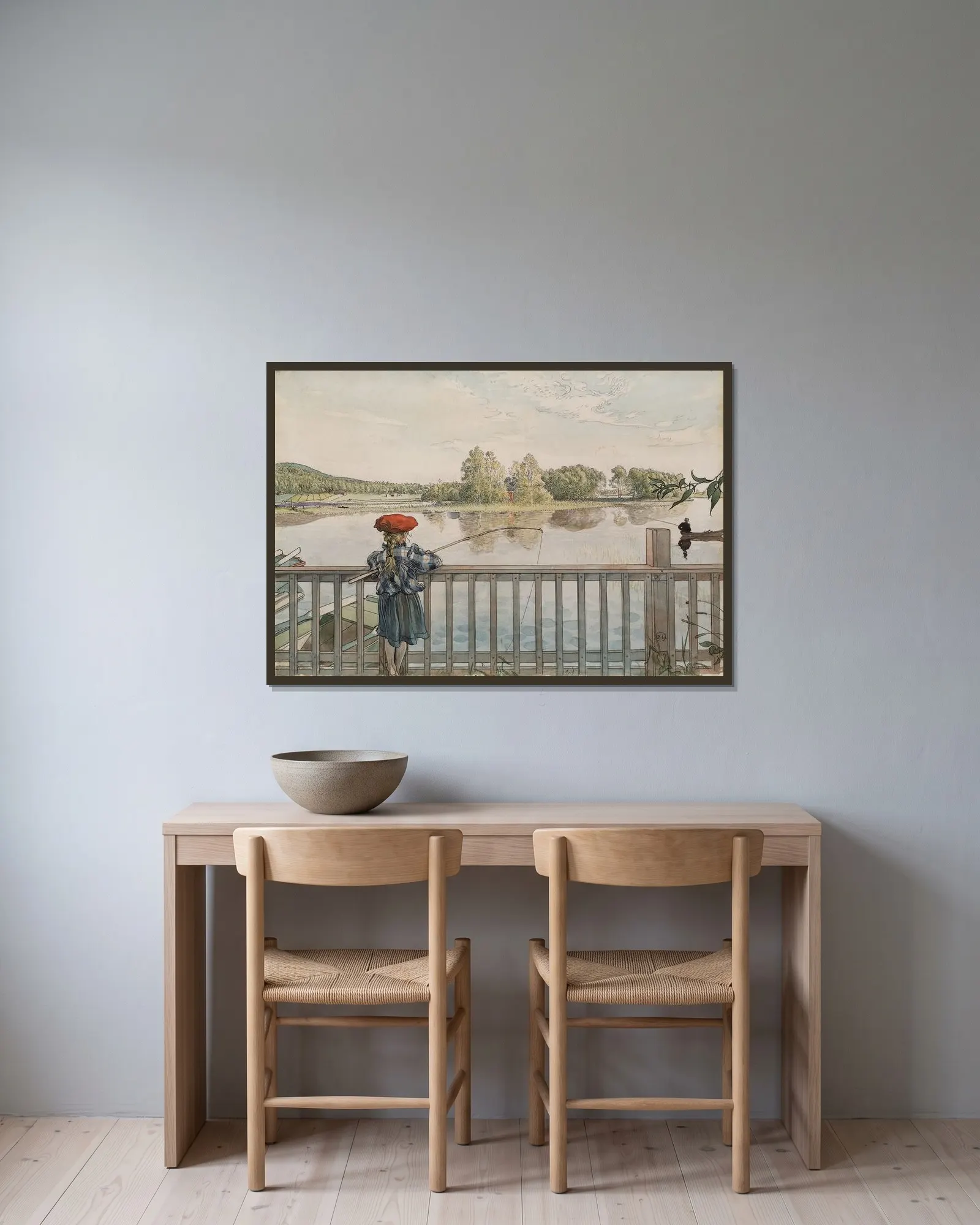Lisbeth Angling av Carl Larsson inramad på en vägg