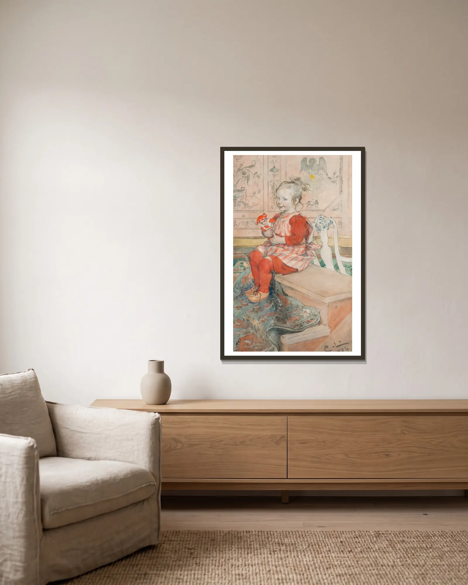 Lisbeth av Carl Larsson inramad på en vägg