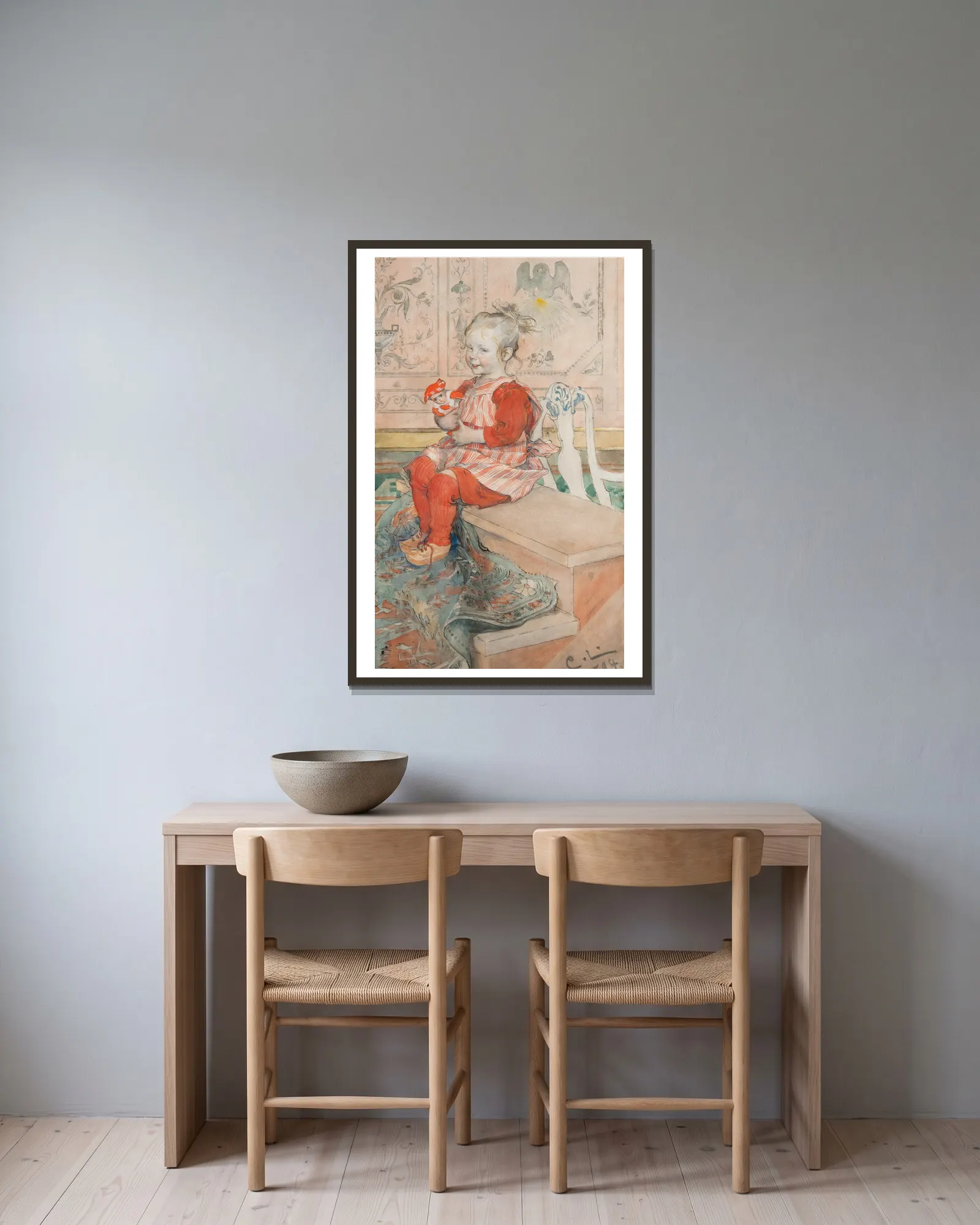 Lisbeth av Carl Larsson inramad på en vägg