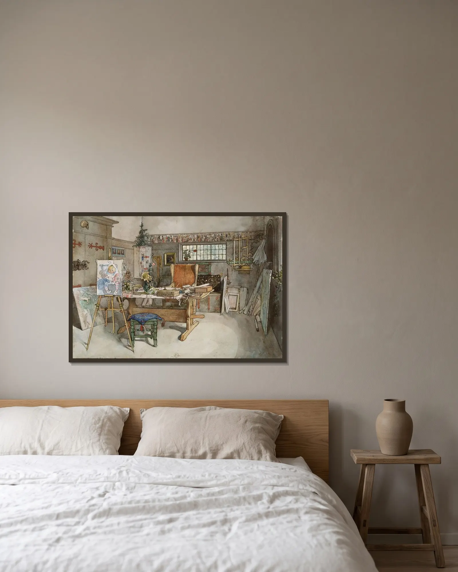The Studio av Carl Larsson inramad på en vägg