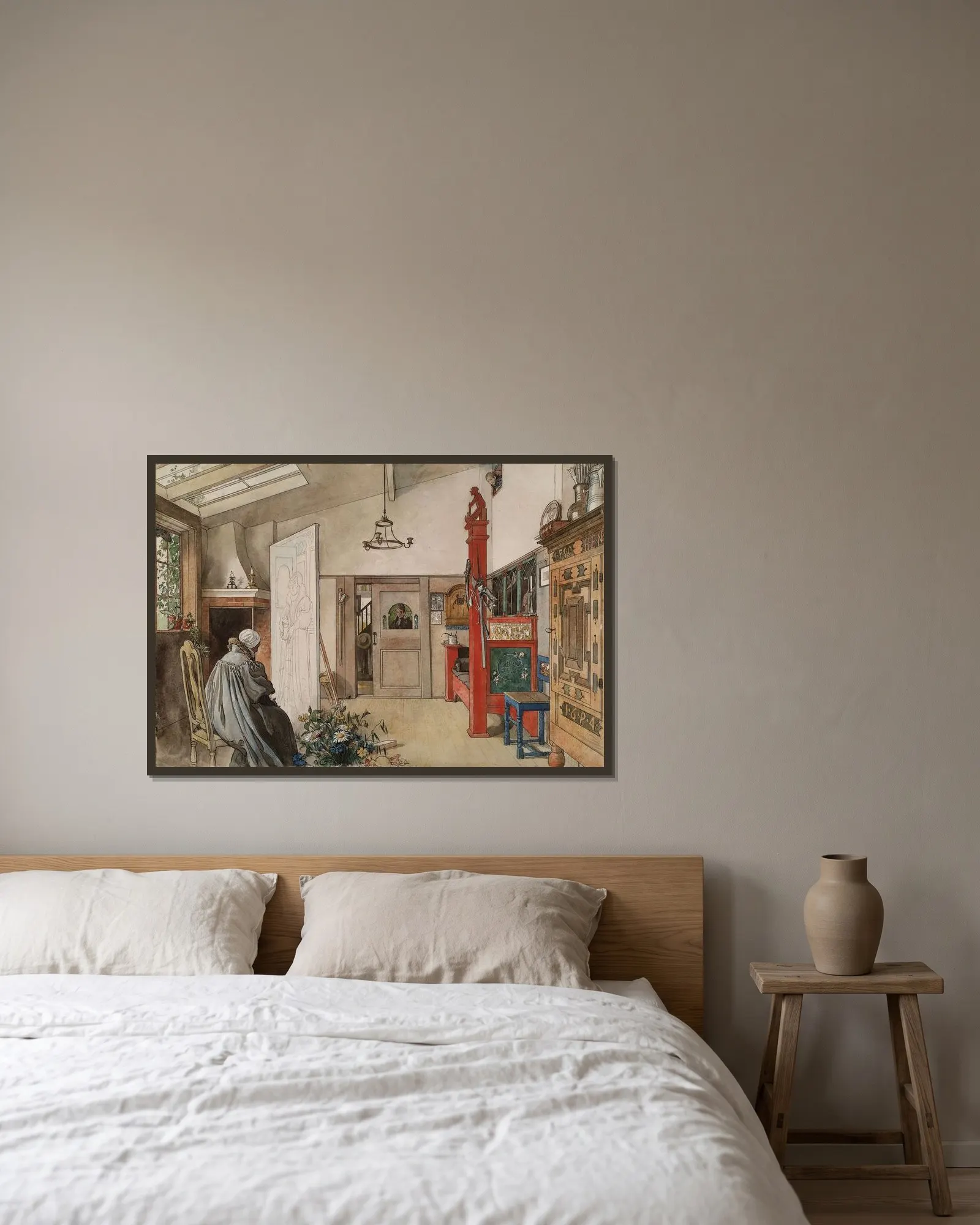 The Studio av Carl Larsson inramad på en vägg
