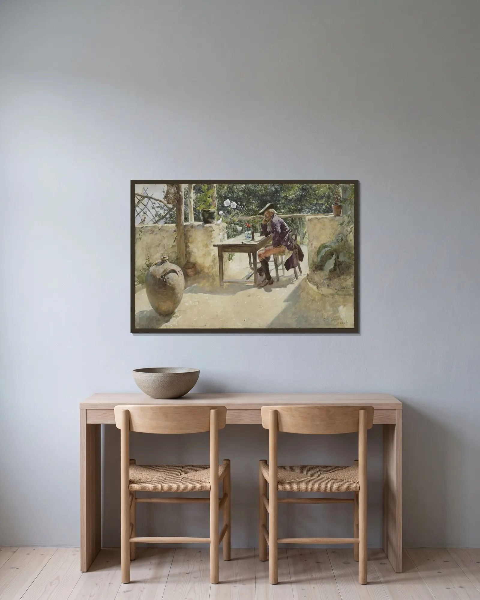 The Vine av Carl Larsson inramad på en vägg