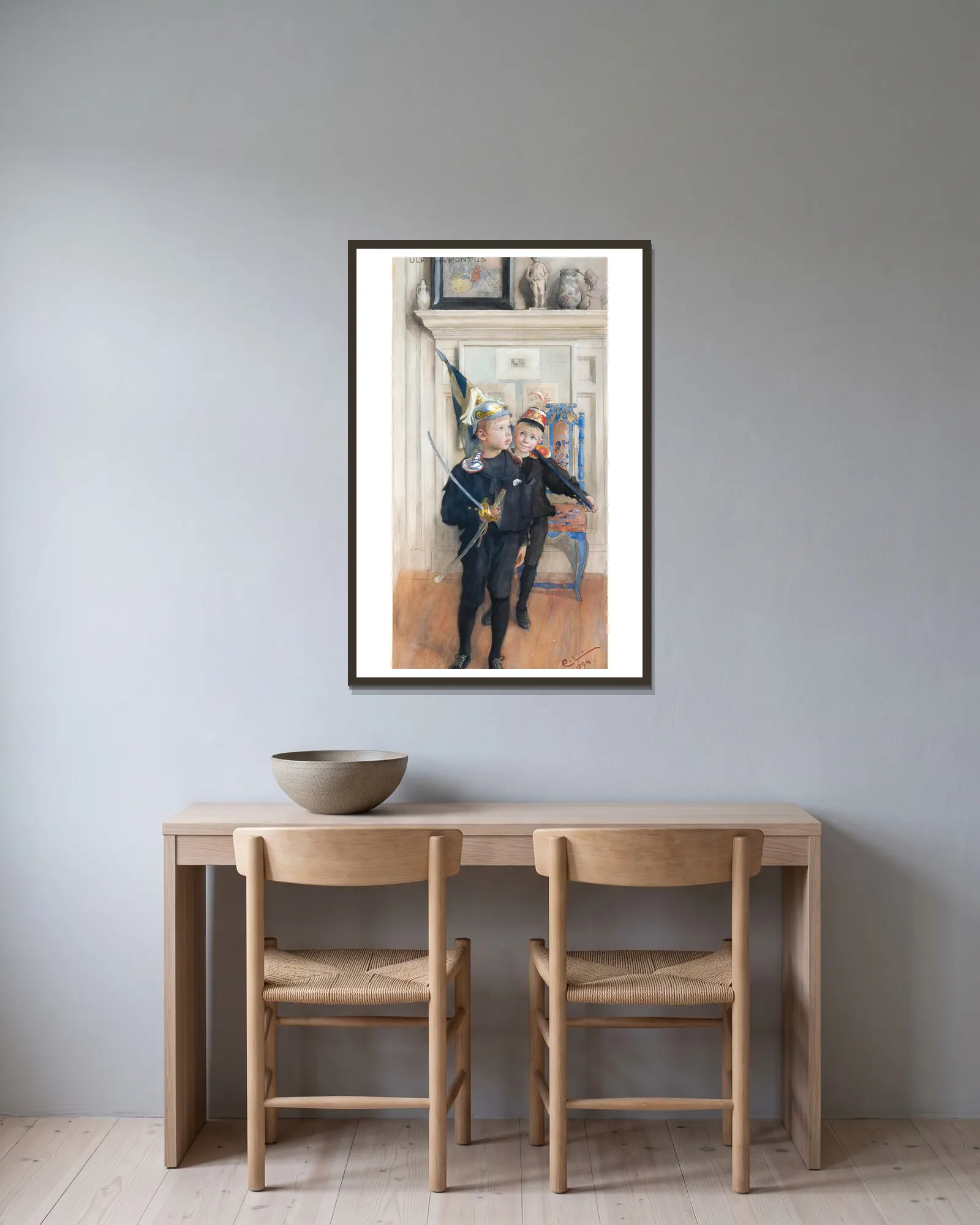 Ulf och Pontus av Carl Larsson inramad på en vägg