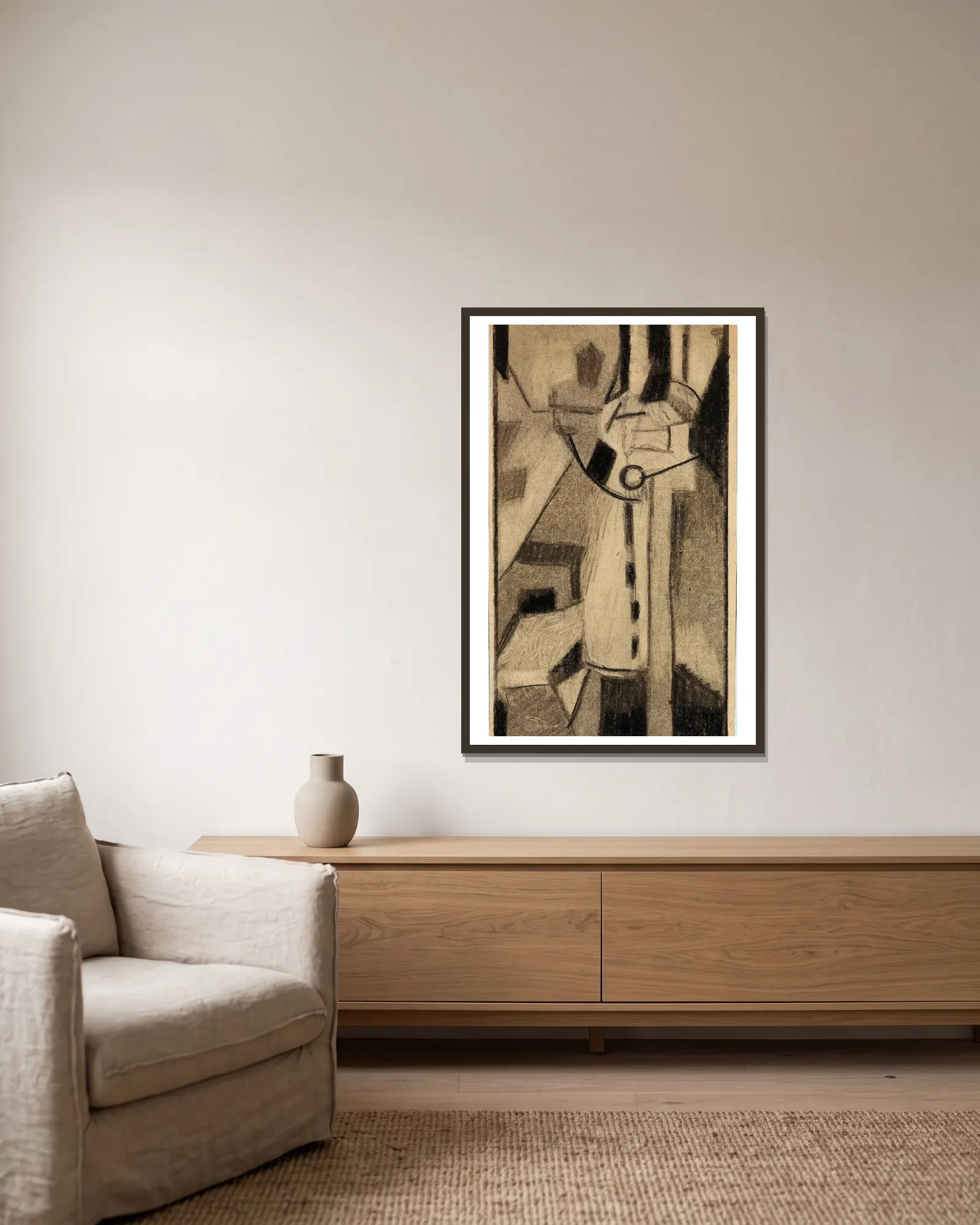 Abstract II av Carl Newman inramad på en vägg