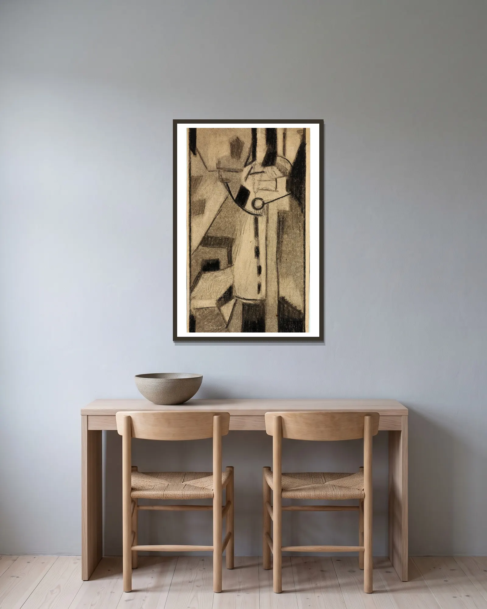 Abstract II av Carl Newman inramad på en vägg