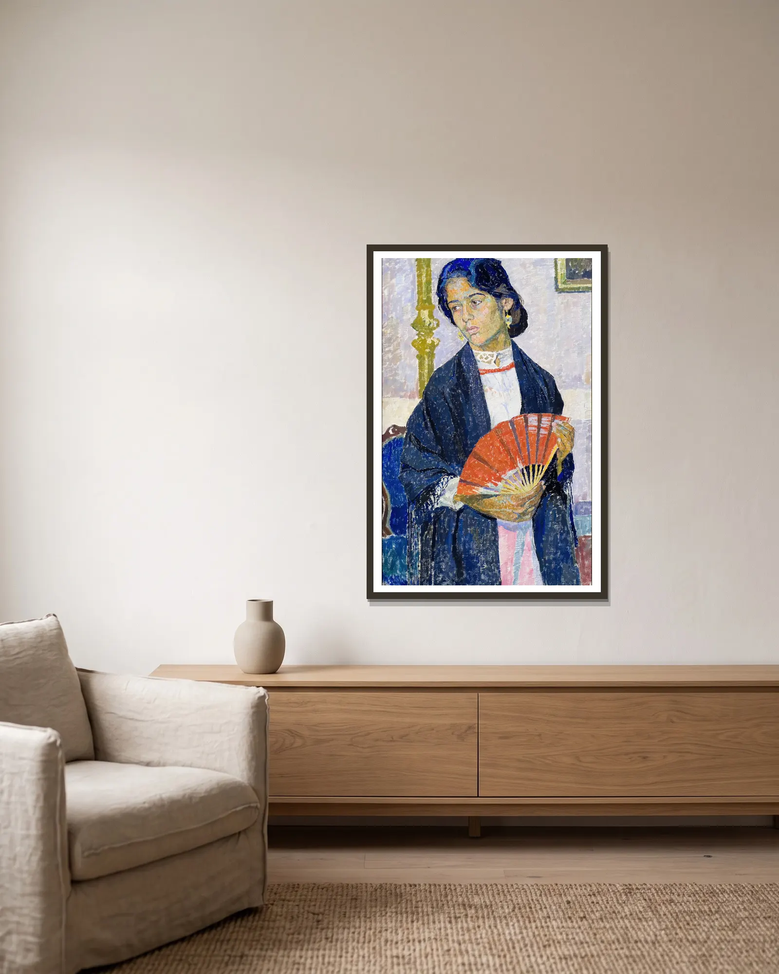 Gitanilla av Carl Wilhelmson inramad på en vägg