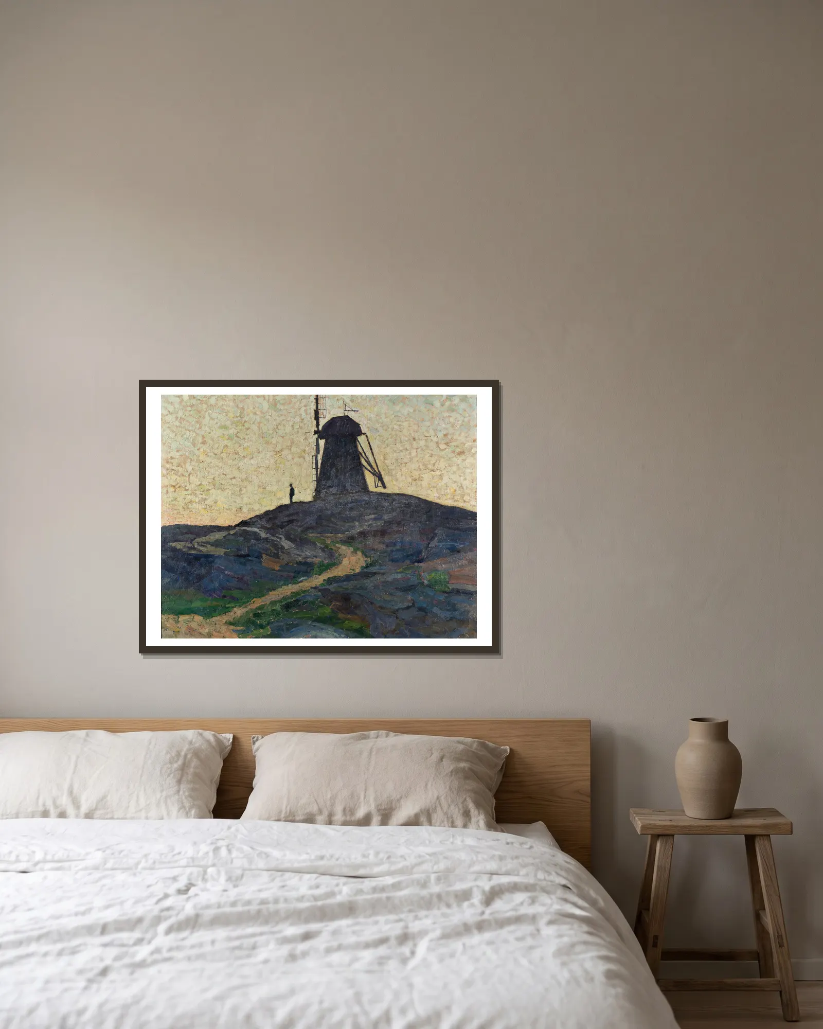 The Windmill av Carl Wilhelmson inramad på en vägg