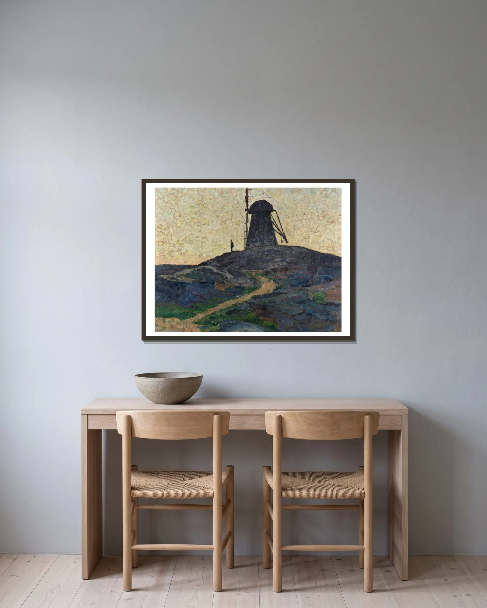 The Windmill av Carl Wilhelmson inramad på en vägg