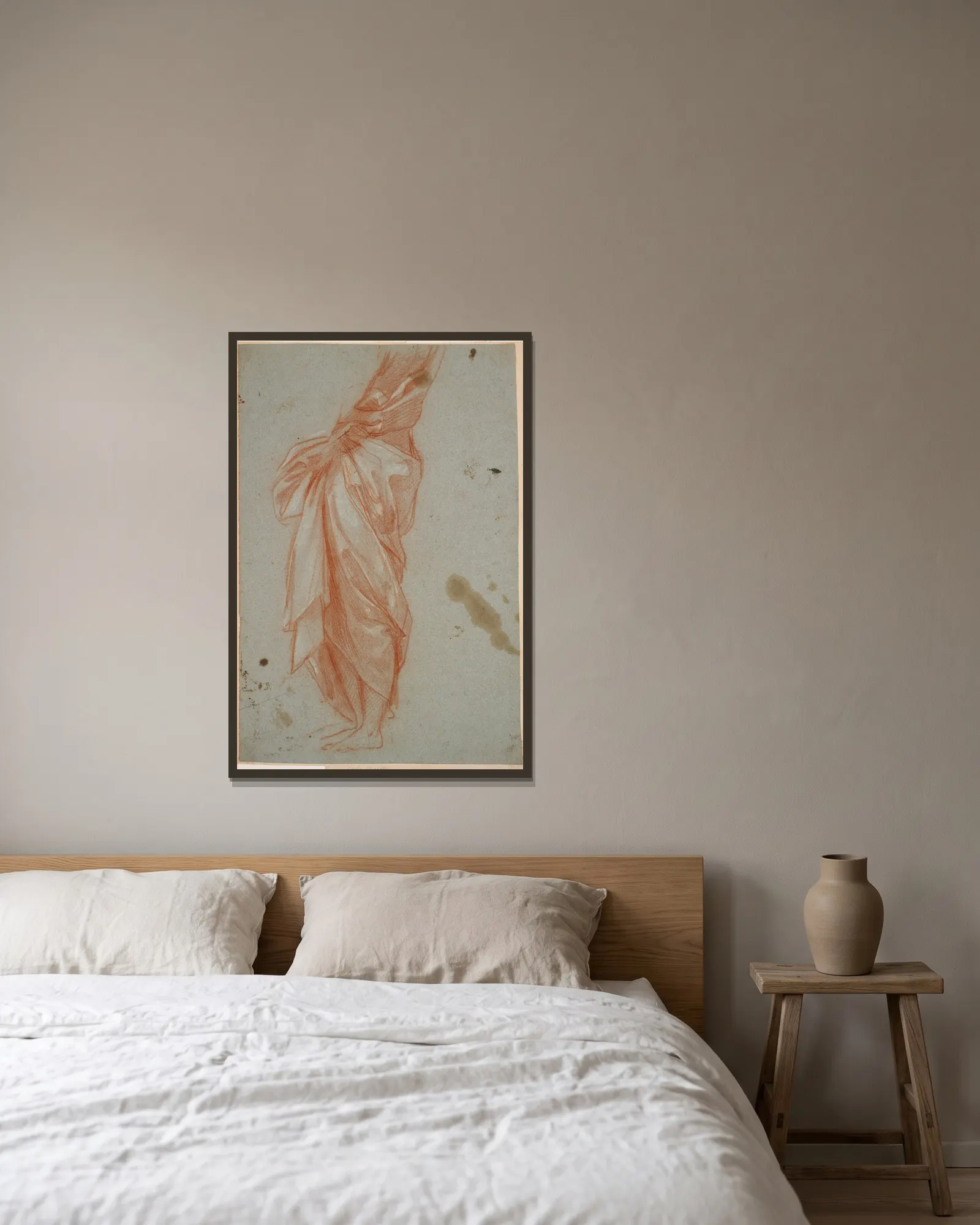 Drapery Study (17th-18th century) av Carlo Maratti inramad på en vägg