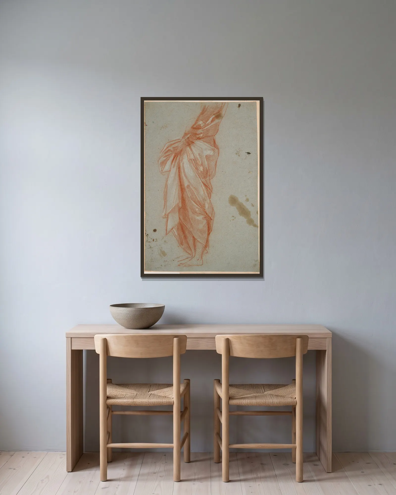 Drapery Study (17th-18th century) av Carlo Maratti inramad på en vägg