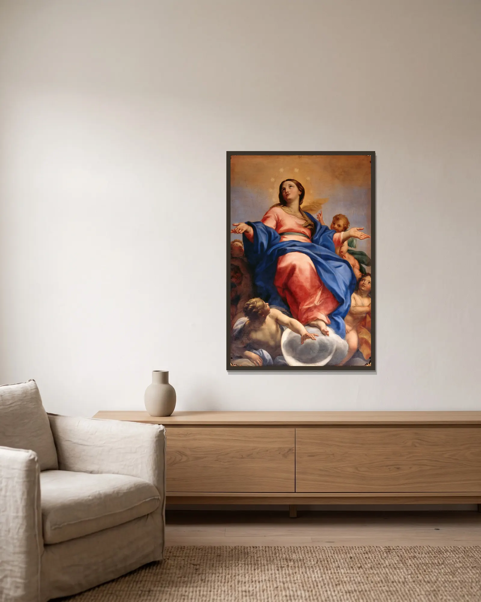 Immaculate conception (from 1685 until 1688) av Carlo Maratti inramad på en vägg