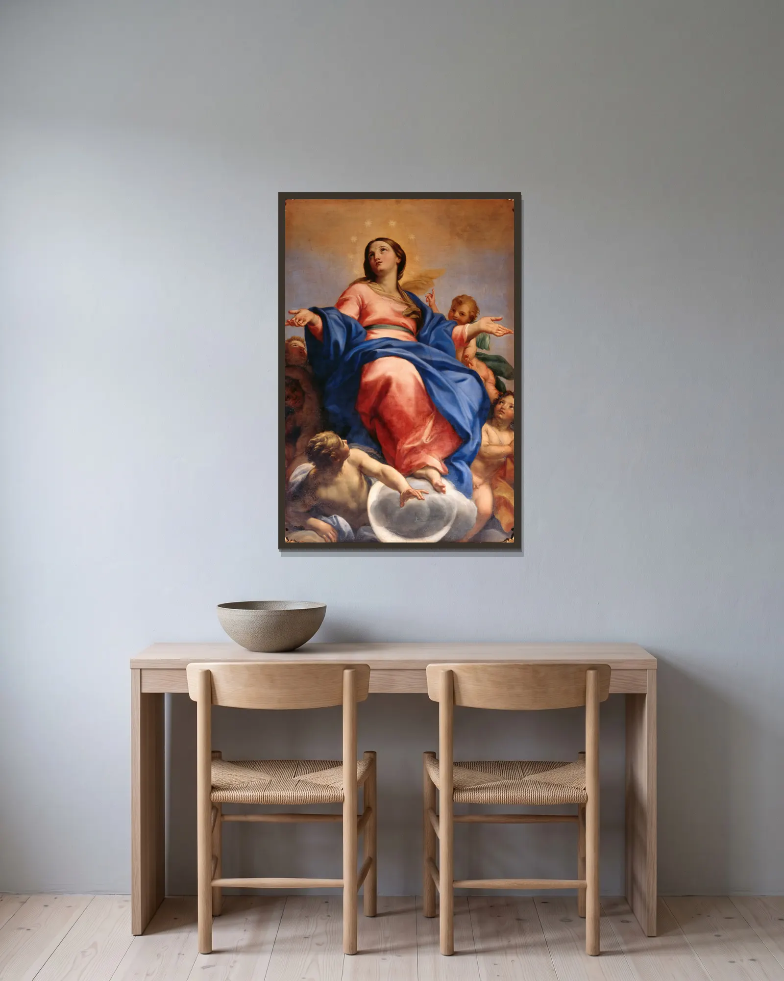 Immaculate conception (from 1685 until 1688) av Carlo Maratti inramad på en vägg