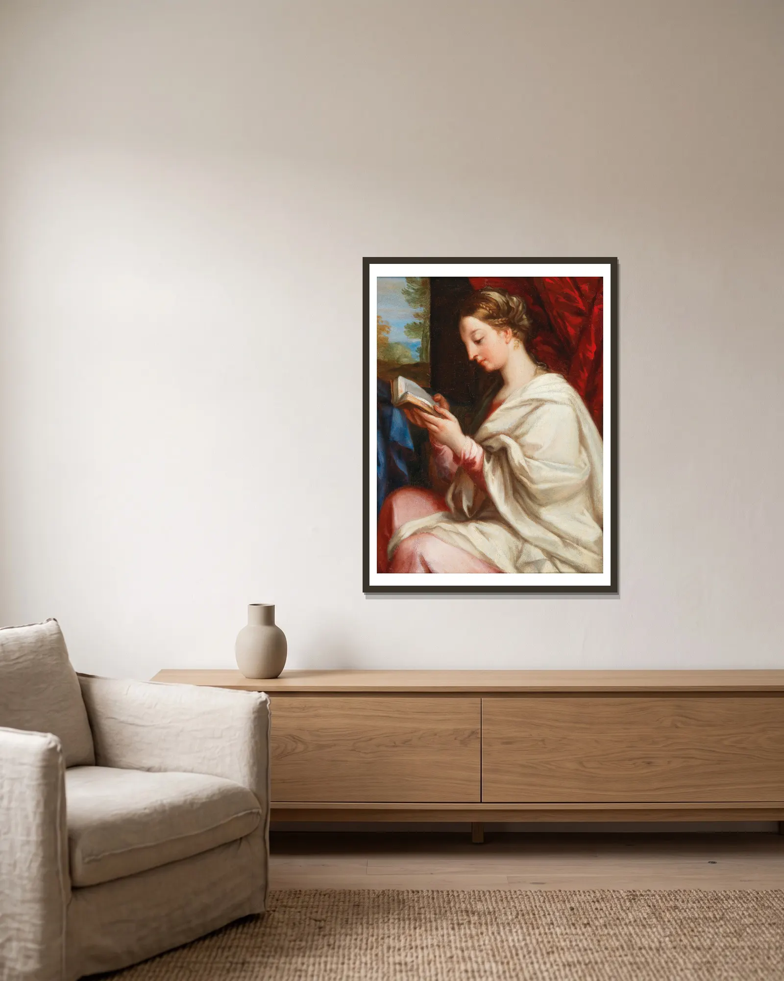 The Madonna reading av Carlo Maratti inramad på en vägg