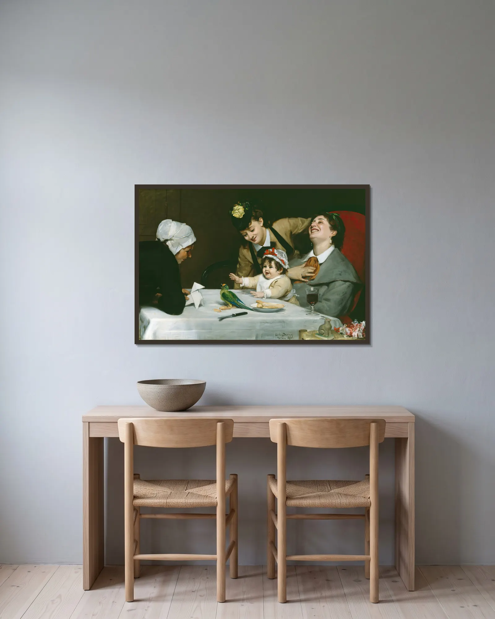 Merrymakers av Carolus-Duran inramad på en vägg