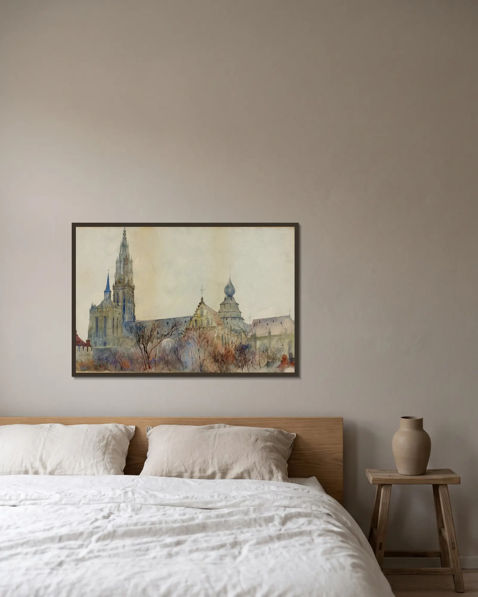 Antwerp Cathedral av Cass Gilbert inramad på en vägg