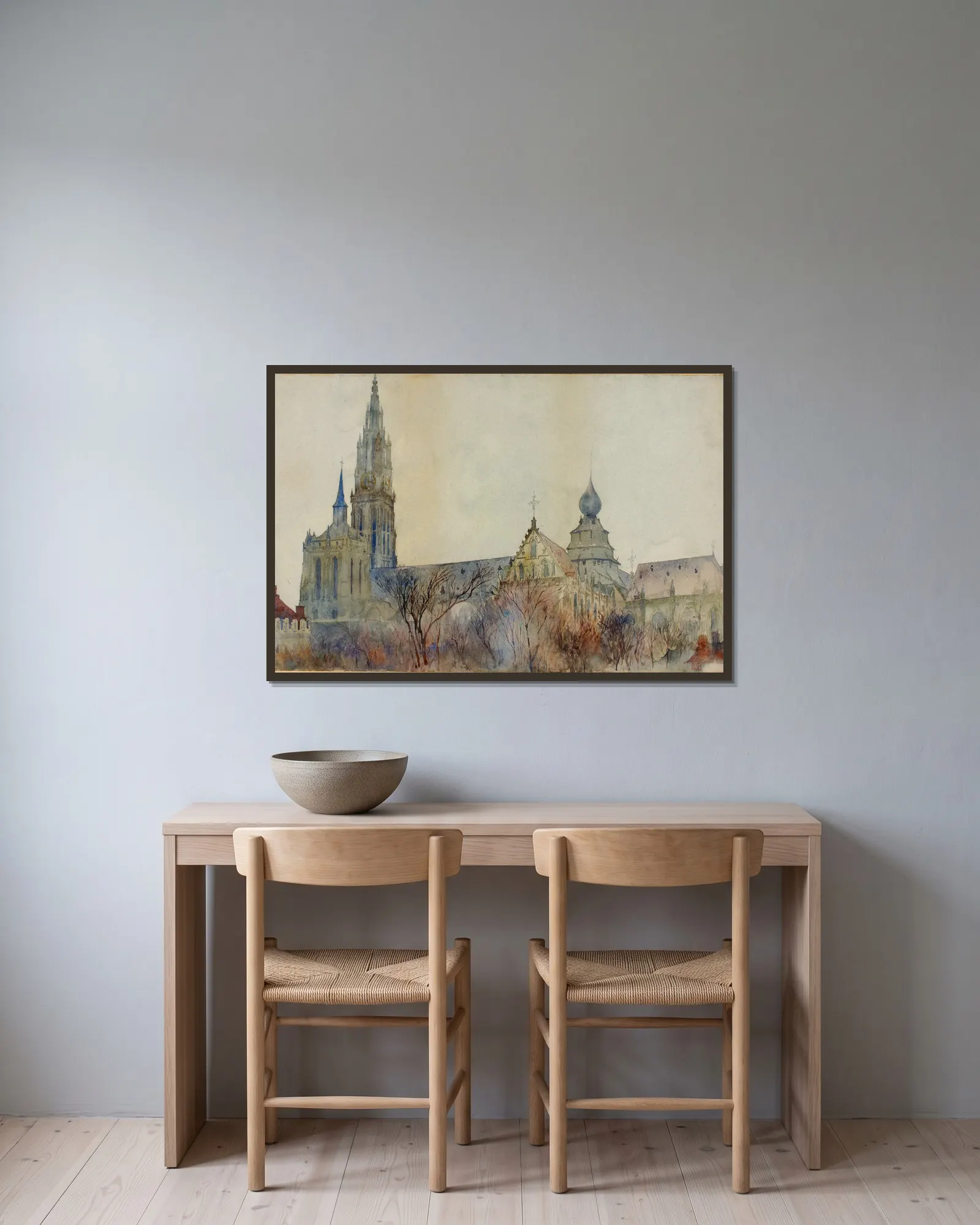 Antwerp Cathedral av Cass Gilbert inramad på en vägg