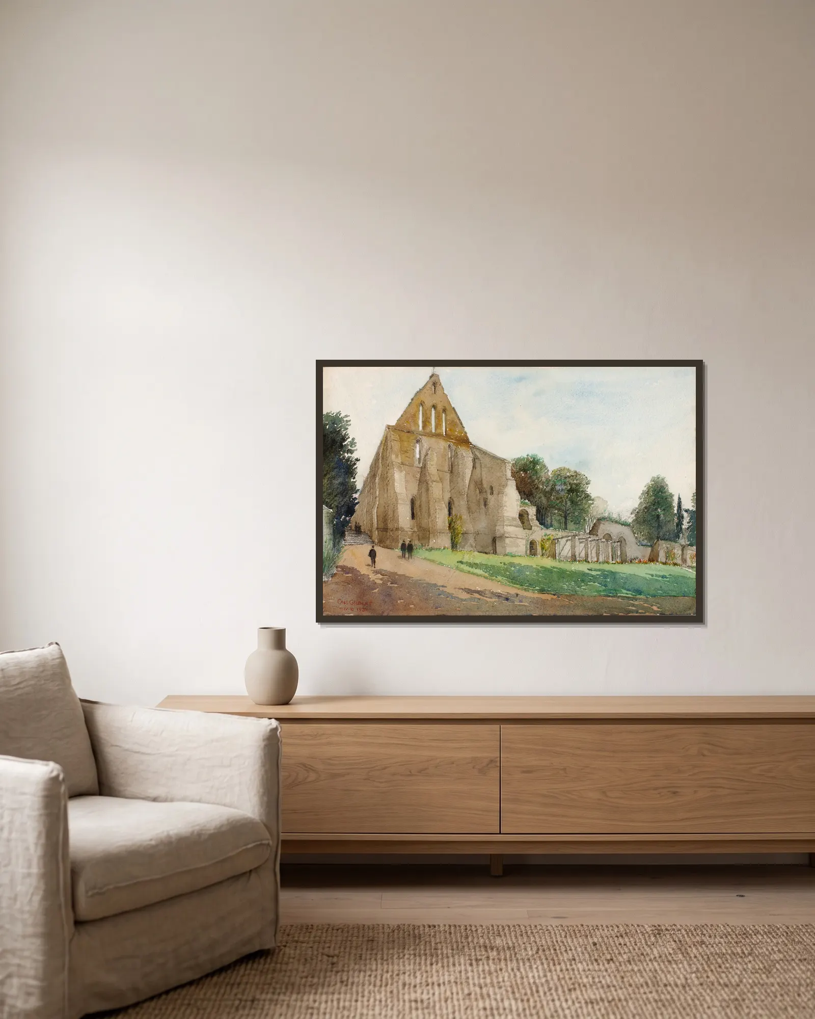Battle Abbey av Cass Gilbert inramad på en vägg