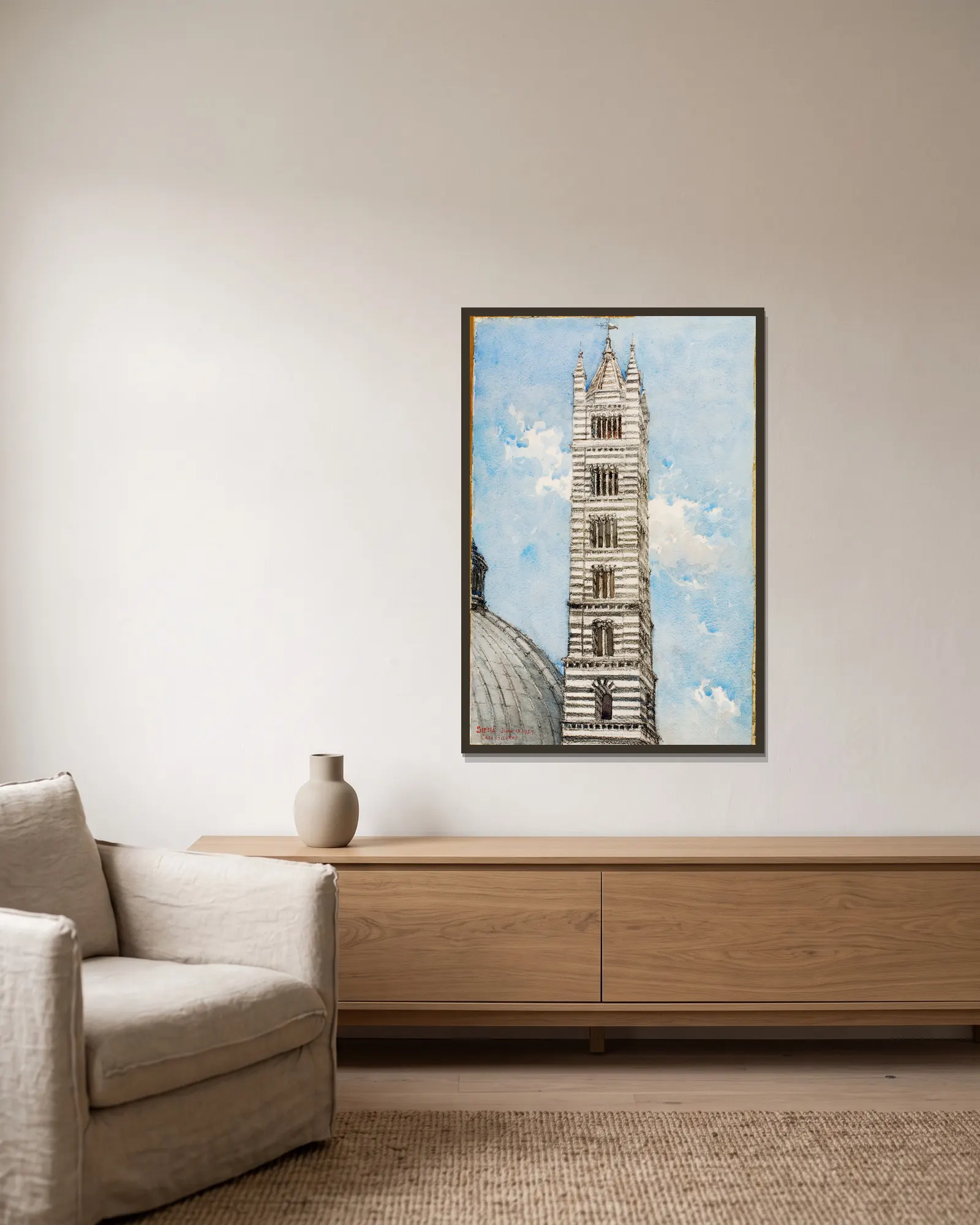 Cathedral Tower, Siena av Cass Gilbert inramad på en vägg