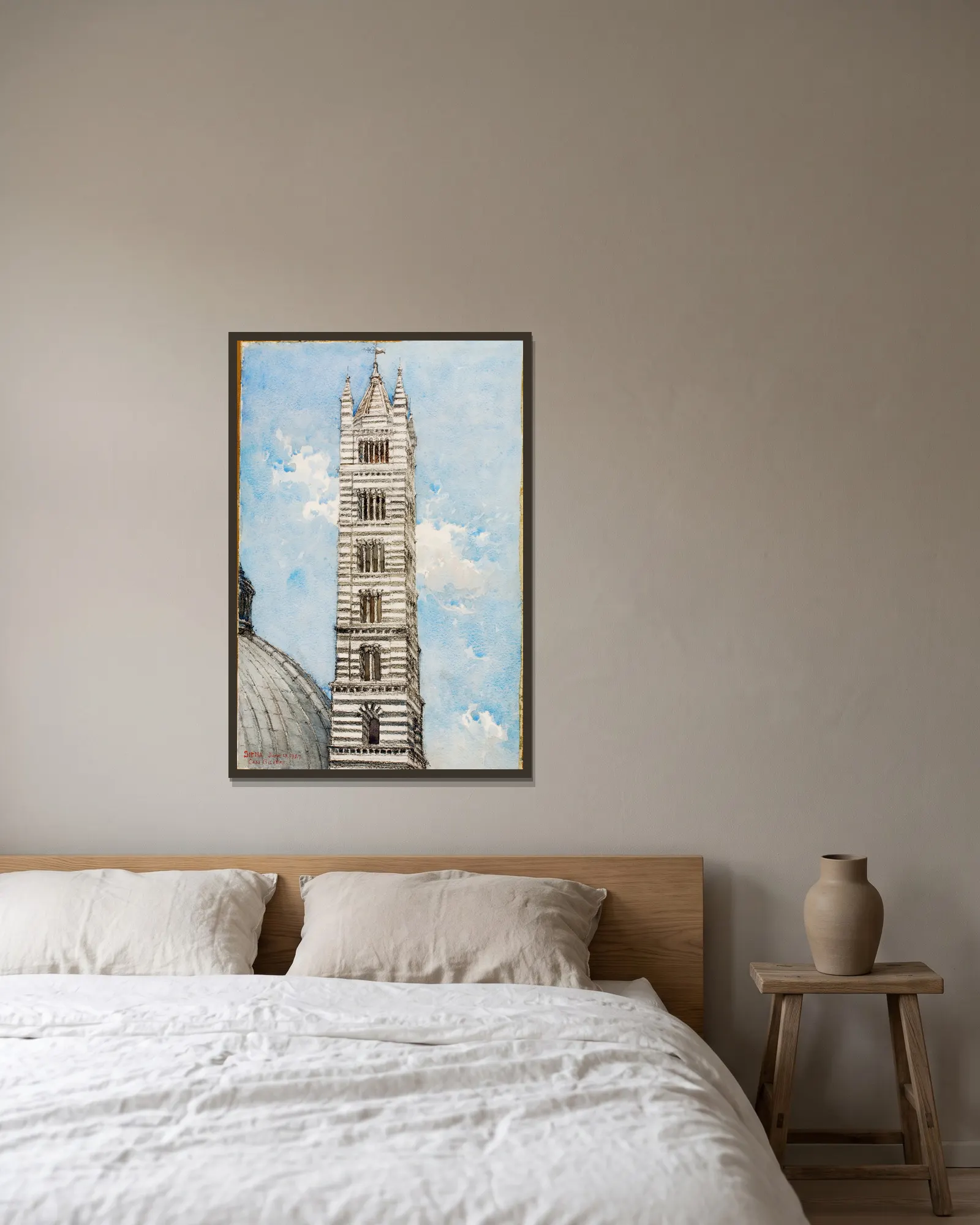 Cathedral Tower, Siena av Cass Gilbert inramad på en vägg