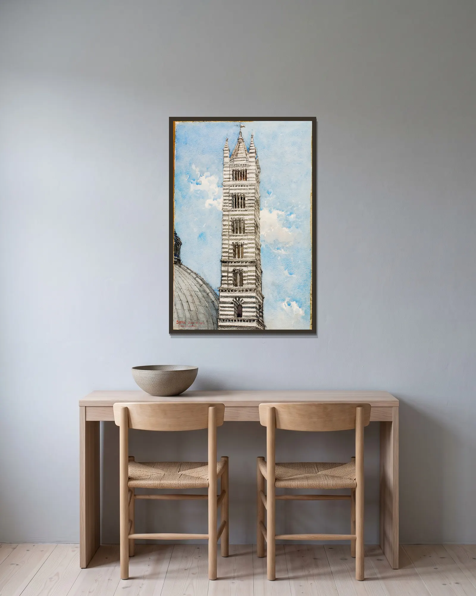 Cathedral Tower, Siena av Cass Gilbert inramad på en vägg