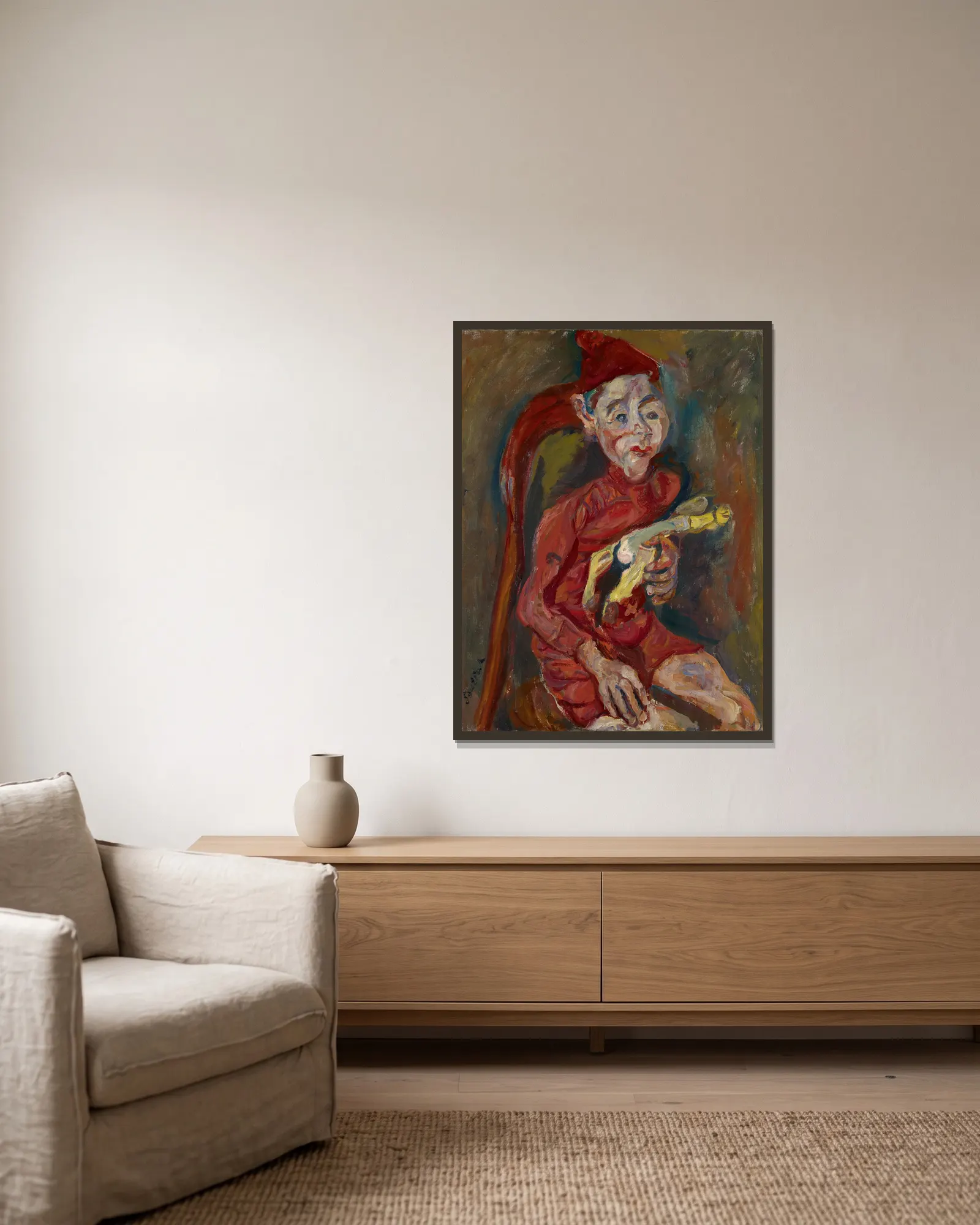 Child with a Toy av Chaïm Soutine inramad på en vägg
