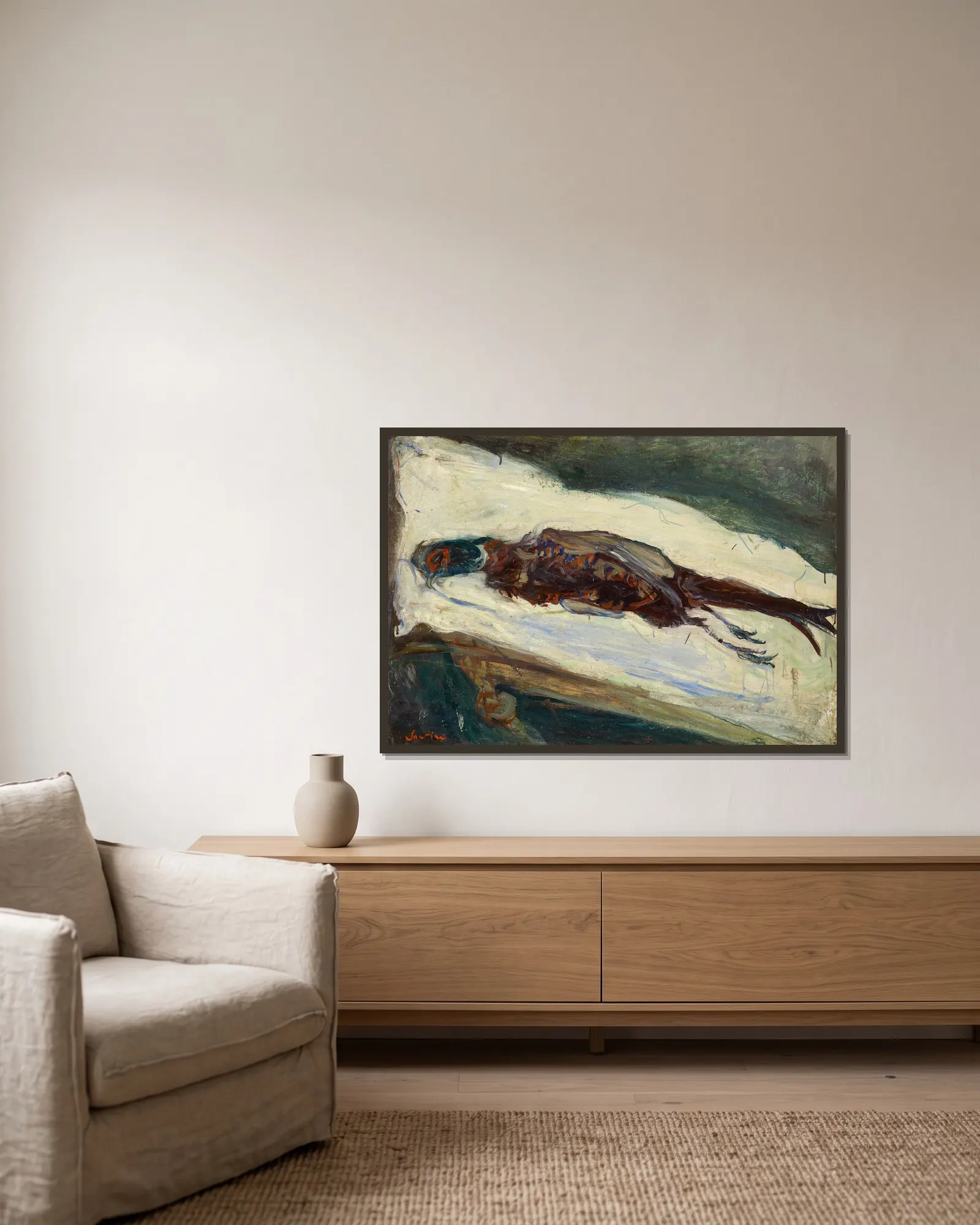 Dead Pheasant av Chaïm Soutine inramad på en vägg