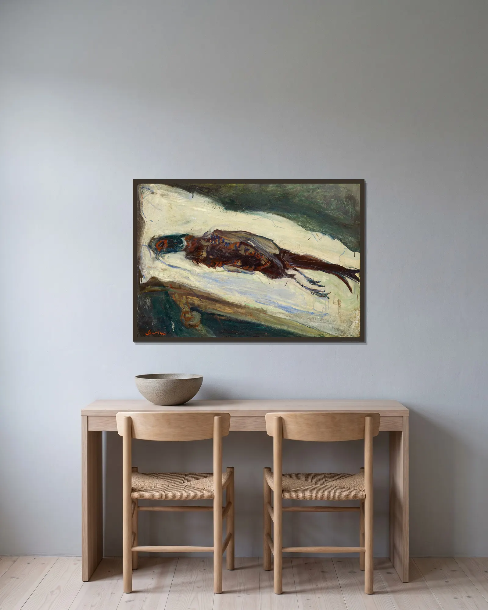 Dead Pheasant av Chaïm Soutine inramad på en vägg
