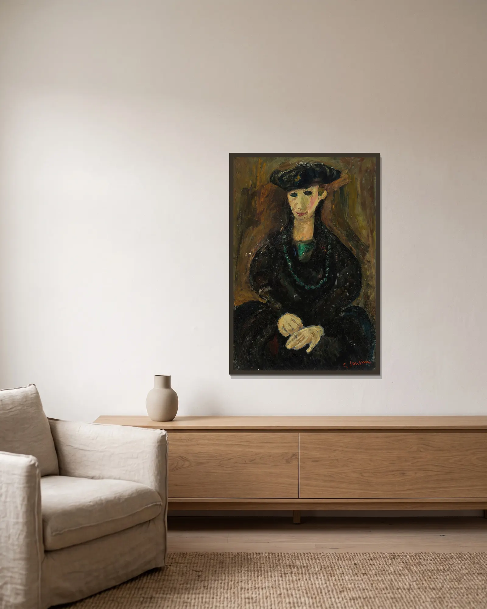 La Vénitienne av Chaïm Soutine inramad på en vägg